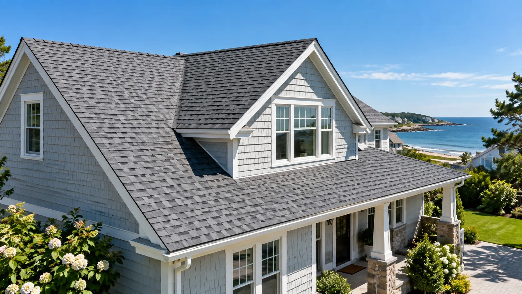 Completed roof repair on an Eastern Shore home after storm damage