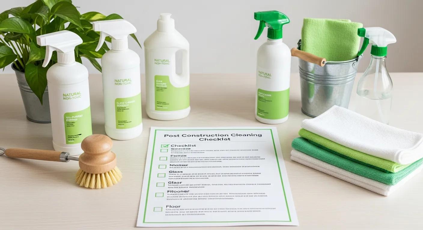 Detailed cleaning checklist with eco-friendly supplies for post construction cleaning services