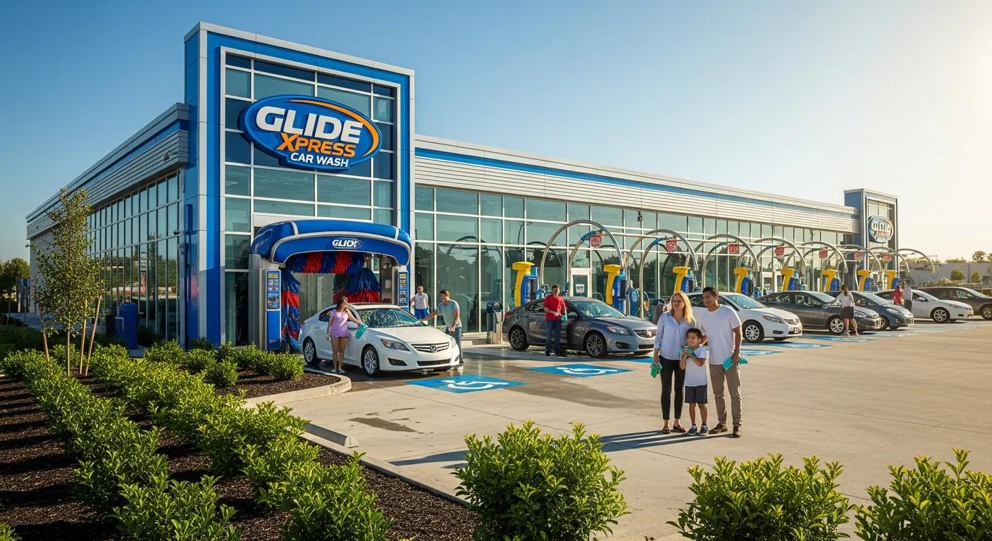 Glide Xpress Car Wash location showcasing modern facilities and happy customers