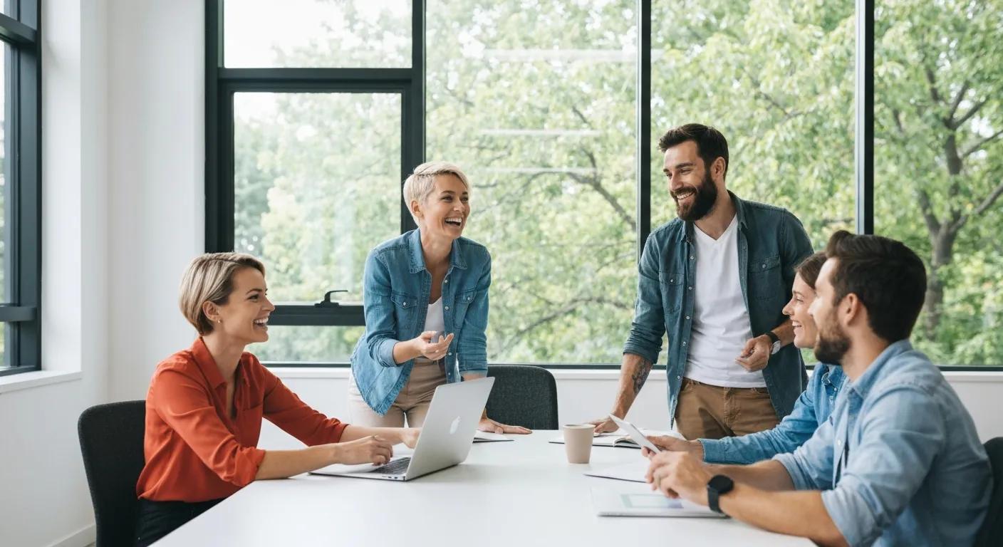 Team collaborating on content ideas and formats in a meeting Team collaborating on content ideas and formats in a meeting