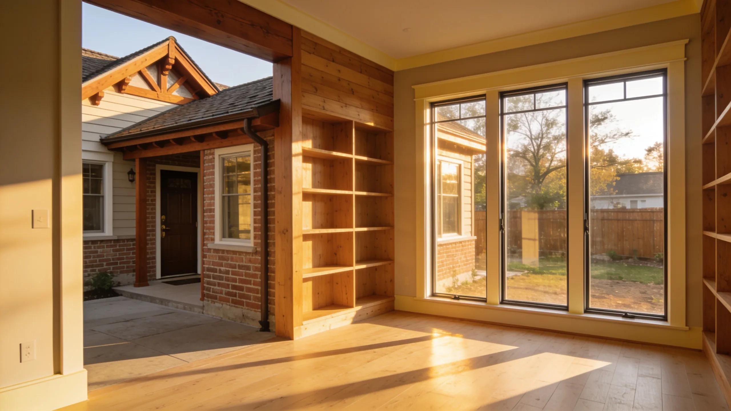Newly constructed room addition blending with existing home architecture, highlighting home customization options