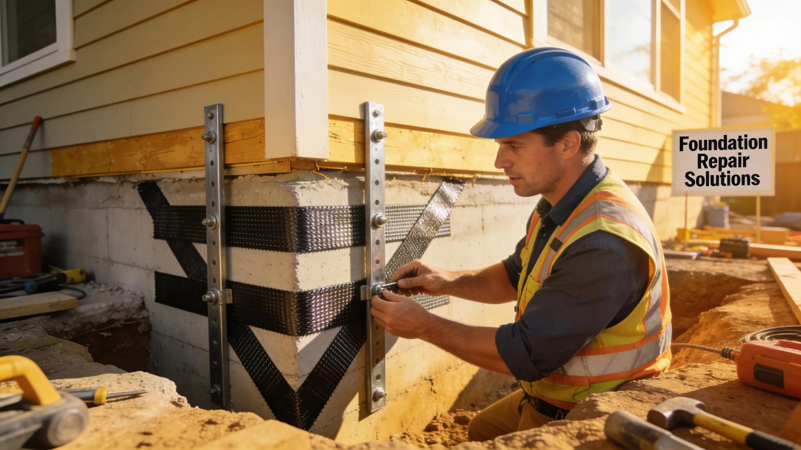 Foundation repair solutions at a construction site focused on stability and safety