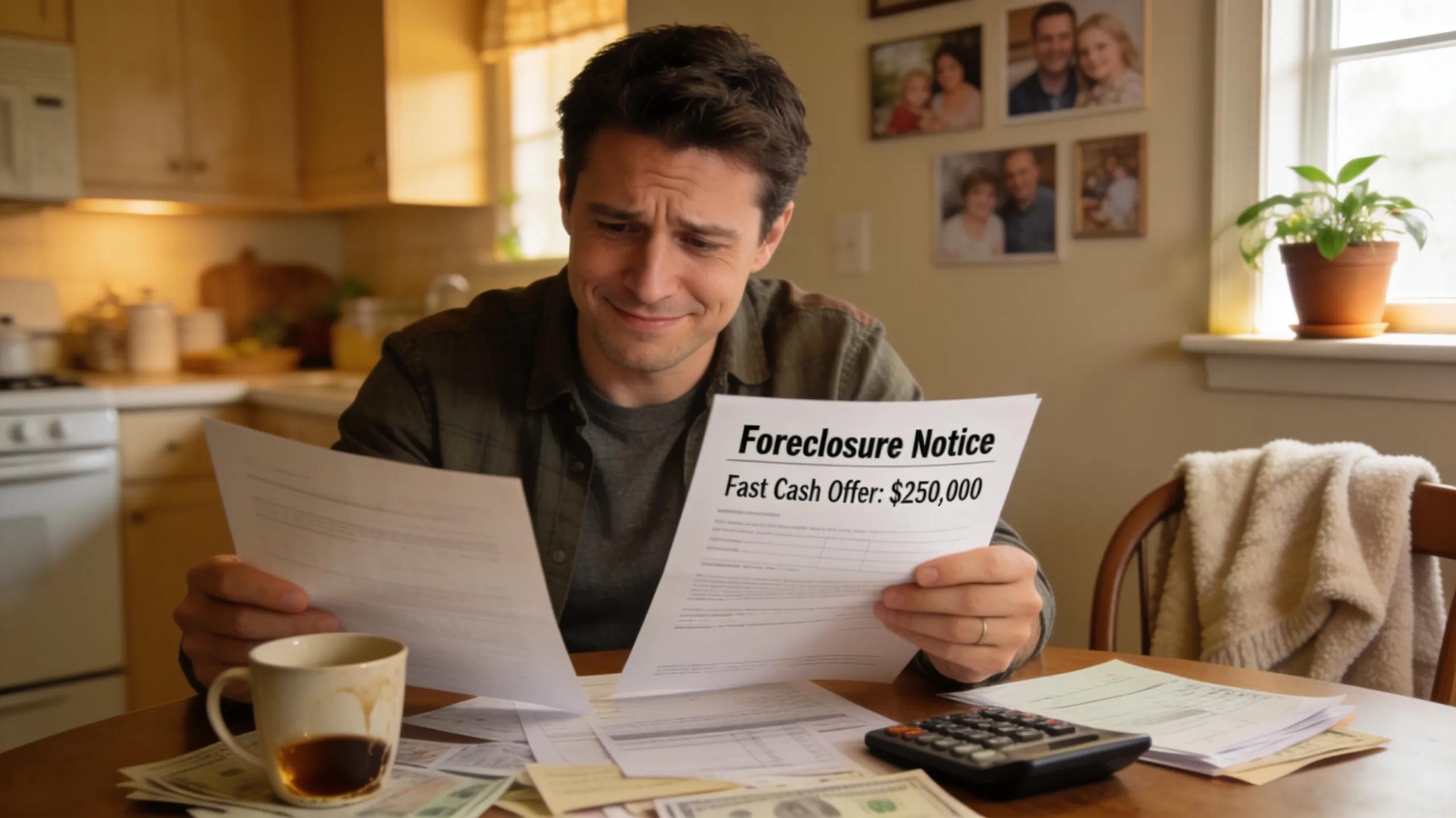 Homeowner feeling relieved after receiving a cash offer to avoid foreclosure