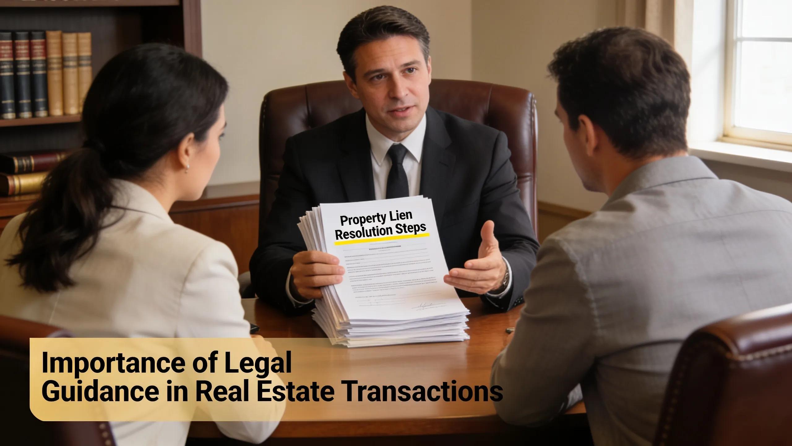 Real estate attorney guiding clients through the process of resolving old liens on property