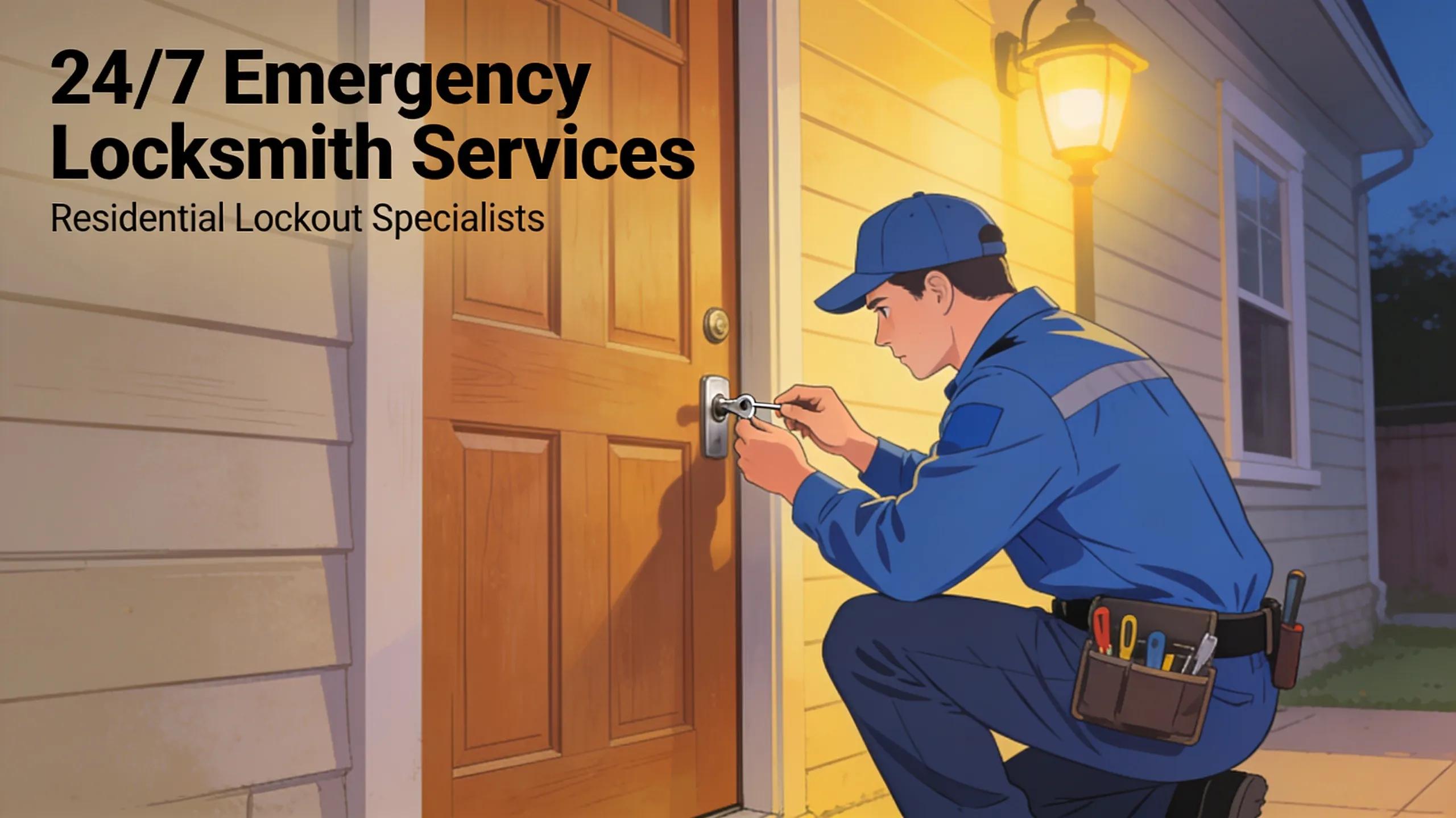 Locksmith unlocking a door, representing emergency locksmith services for residential clients