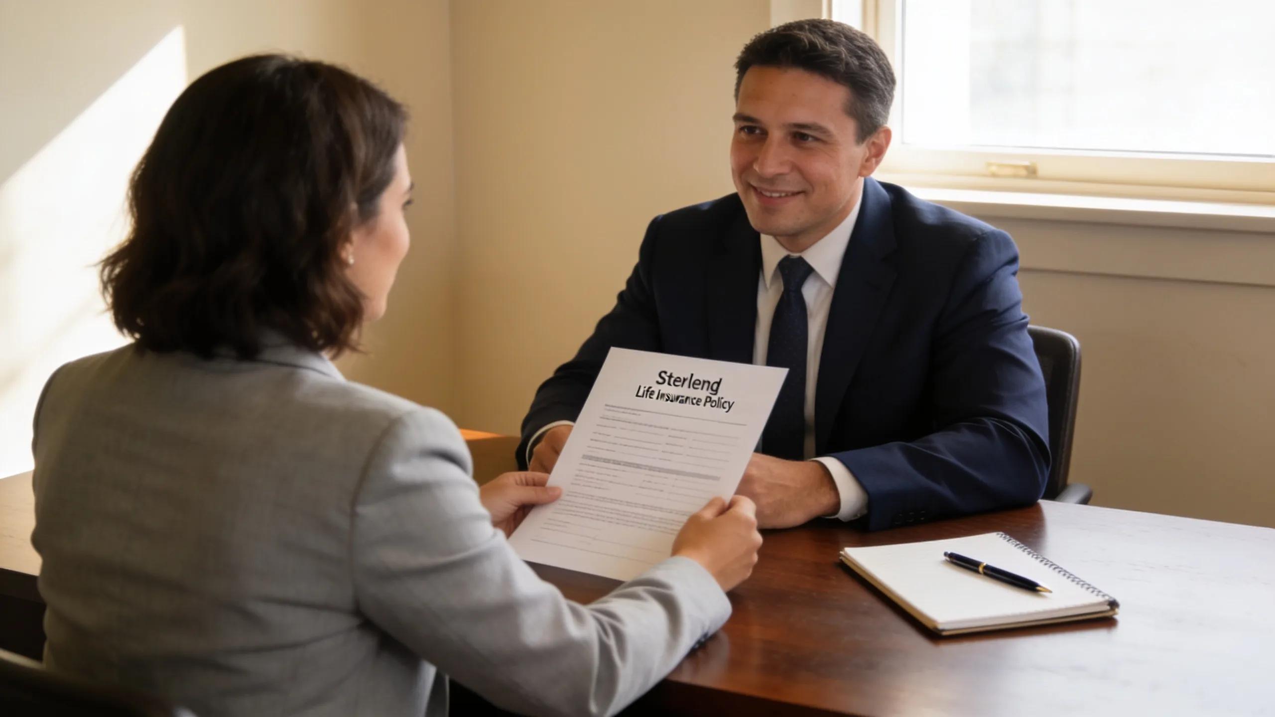Sterling small business owner meeting with life insurance specialist