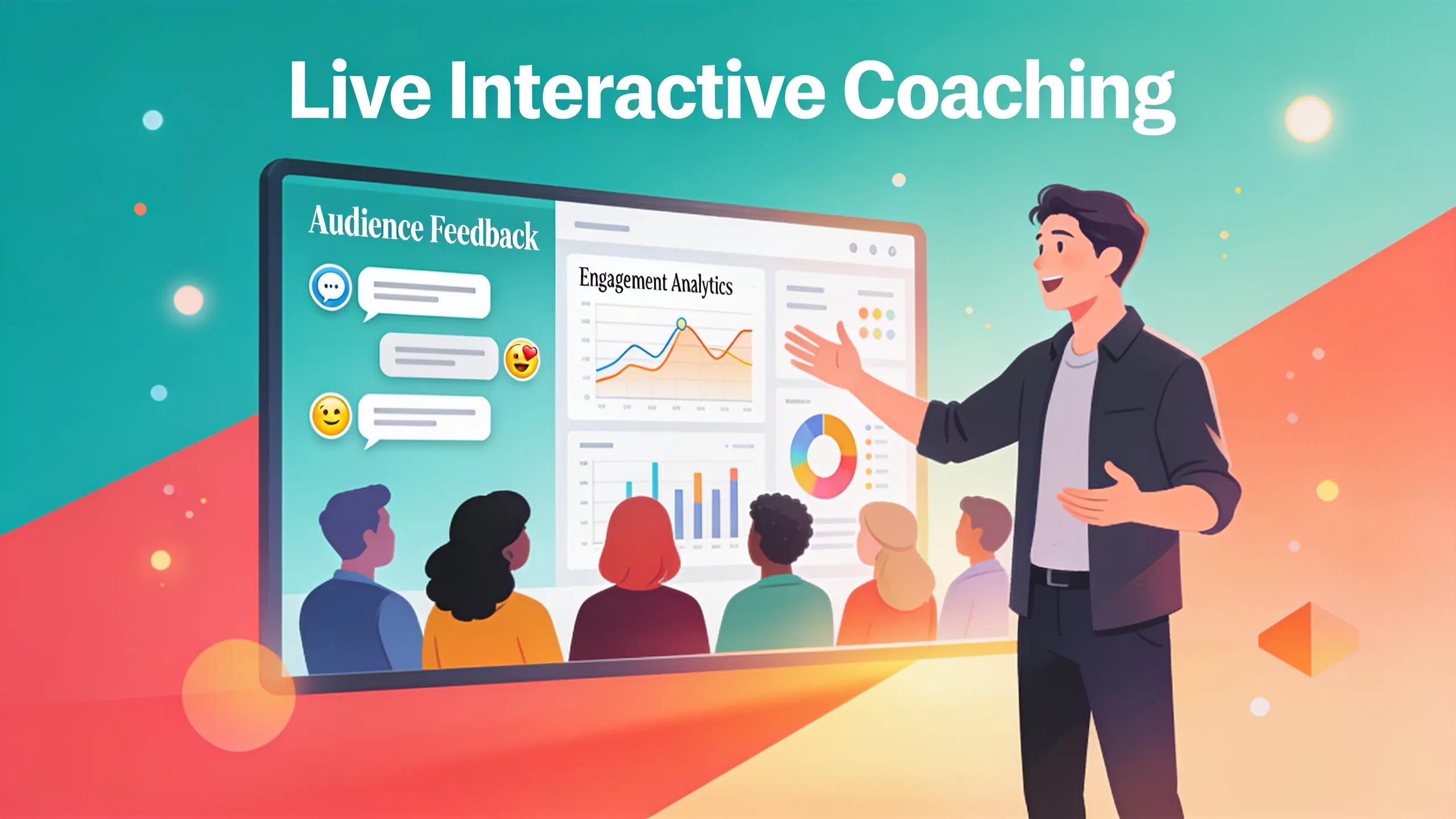 Coach interacting with audience through digital tools to enhance content engagement