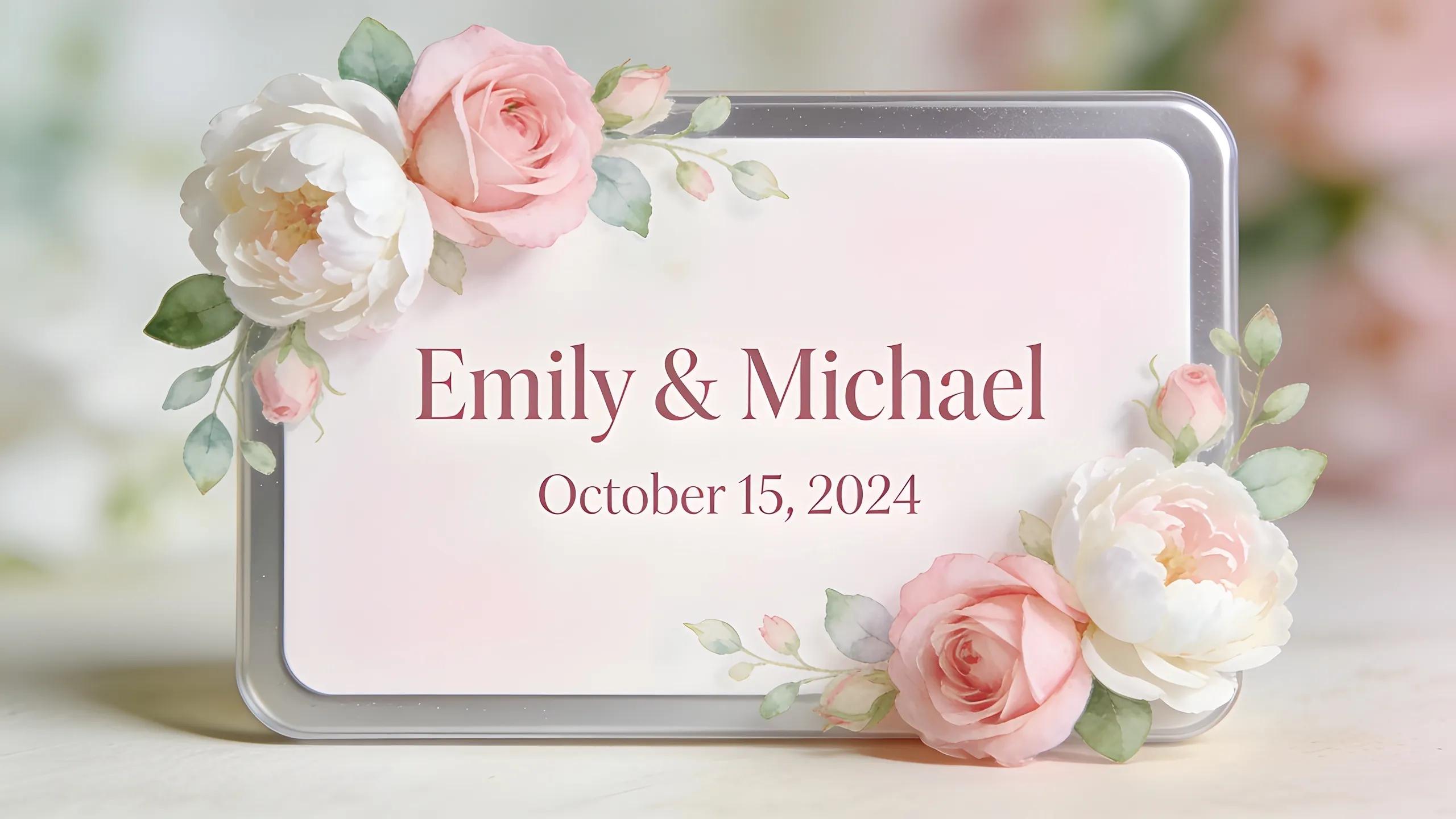 A romantic save-the-date magnet design featuring floral accents, perfect for wedding announcements