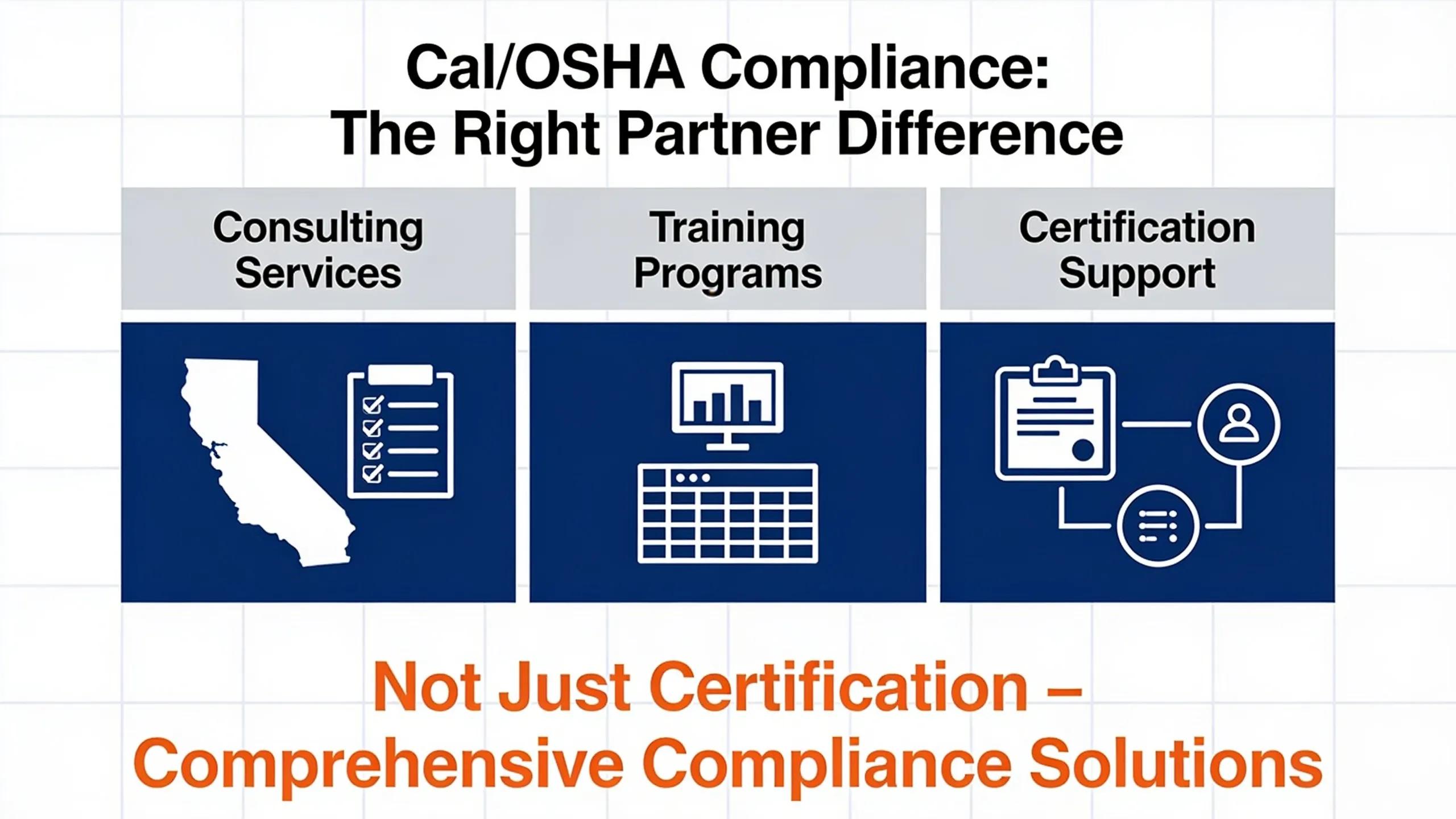 The right partner should offer Cal/OSHA compliance consulting California services alongside training, not just certification