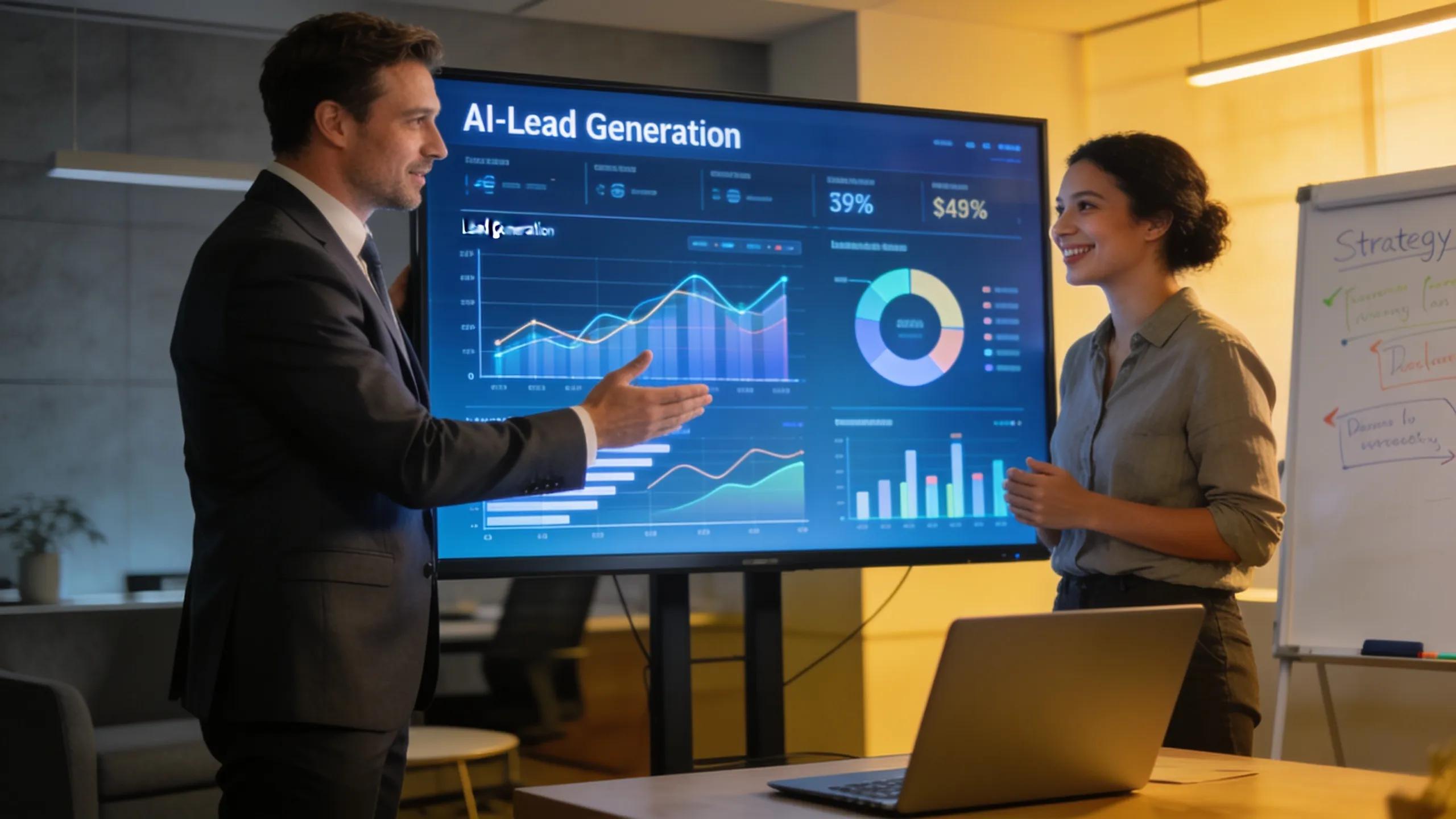 Business consultant and client discussing agentic AI strategies in a modern office environment