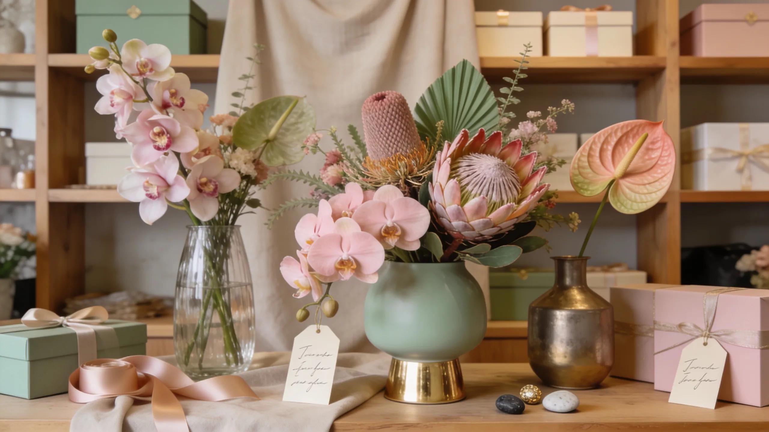Unique boutique floral arrangements designed for corporate gifting and aesthetics