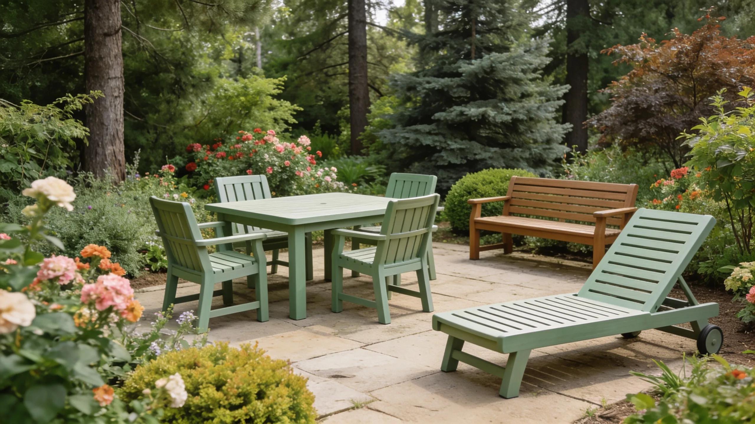 Sustainable outdoor setting with eco-friendly zero maintenance poly furniture Sustainable outdoor setting with eco-friendly zero maintenance poly furniture