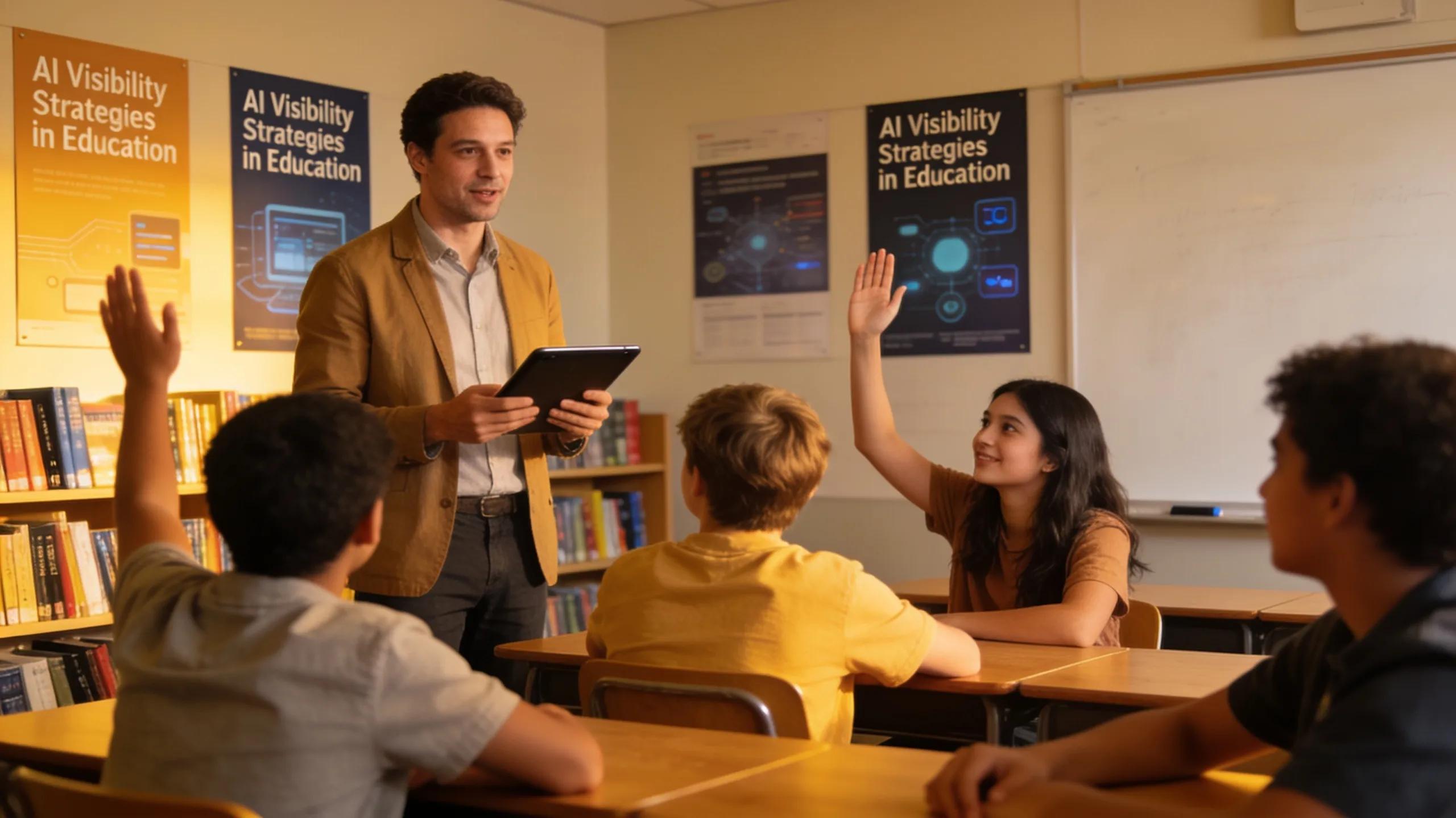 Educator engaging with students using technology in a classroom
