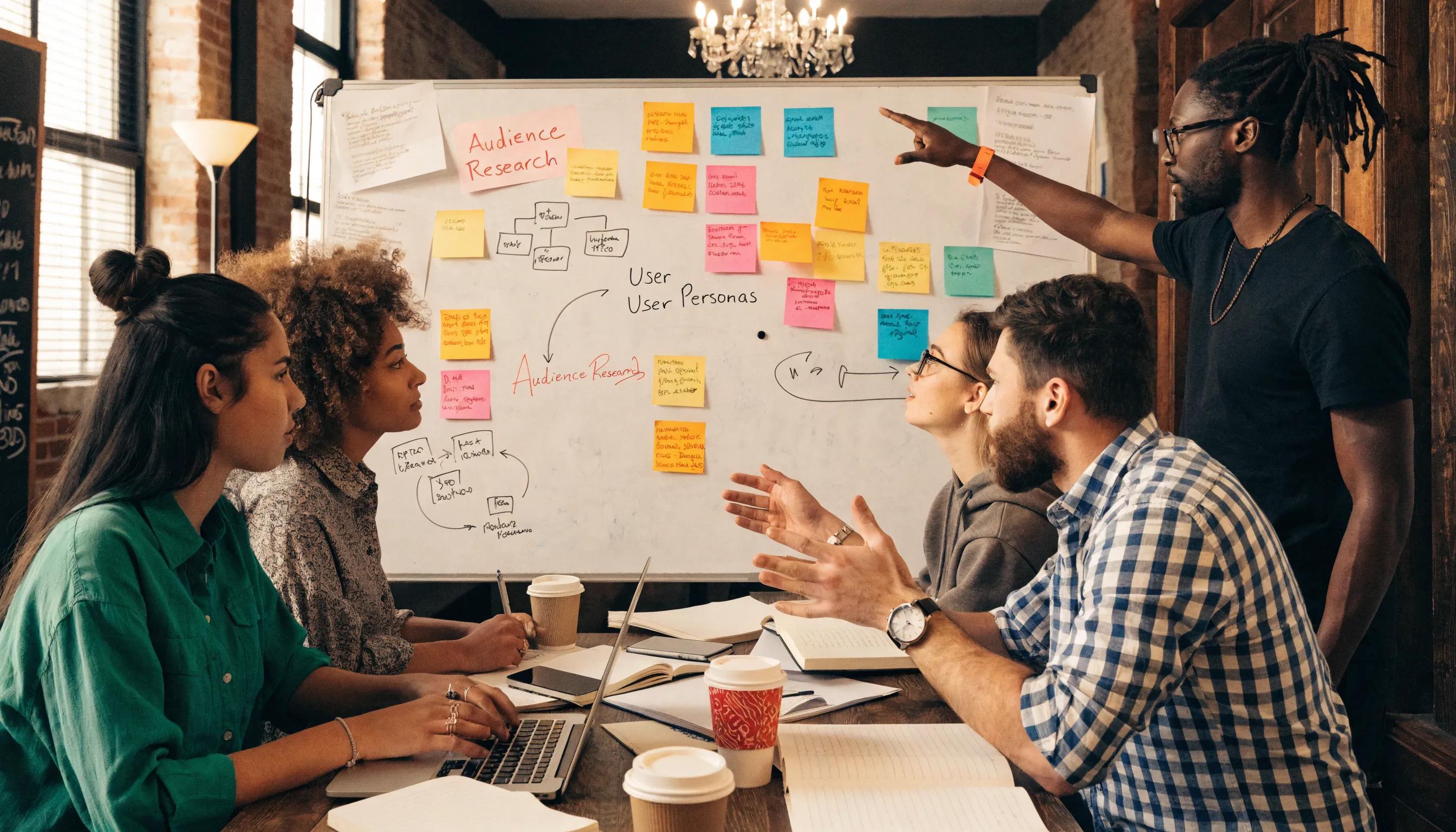 Team collaboration in strategizing AI-driven marketing tactics for enhanced online presence