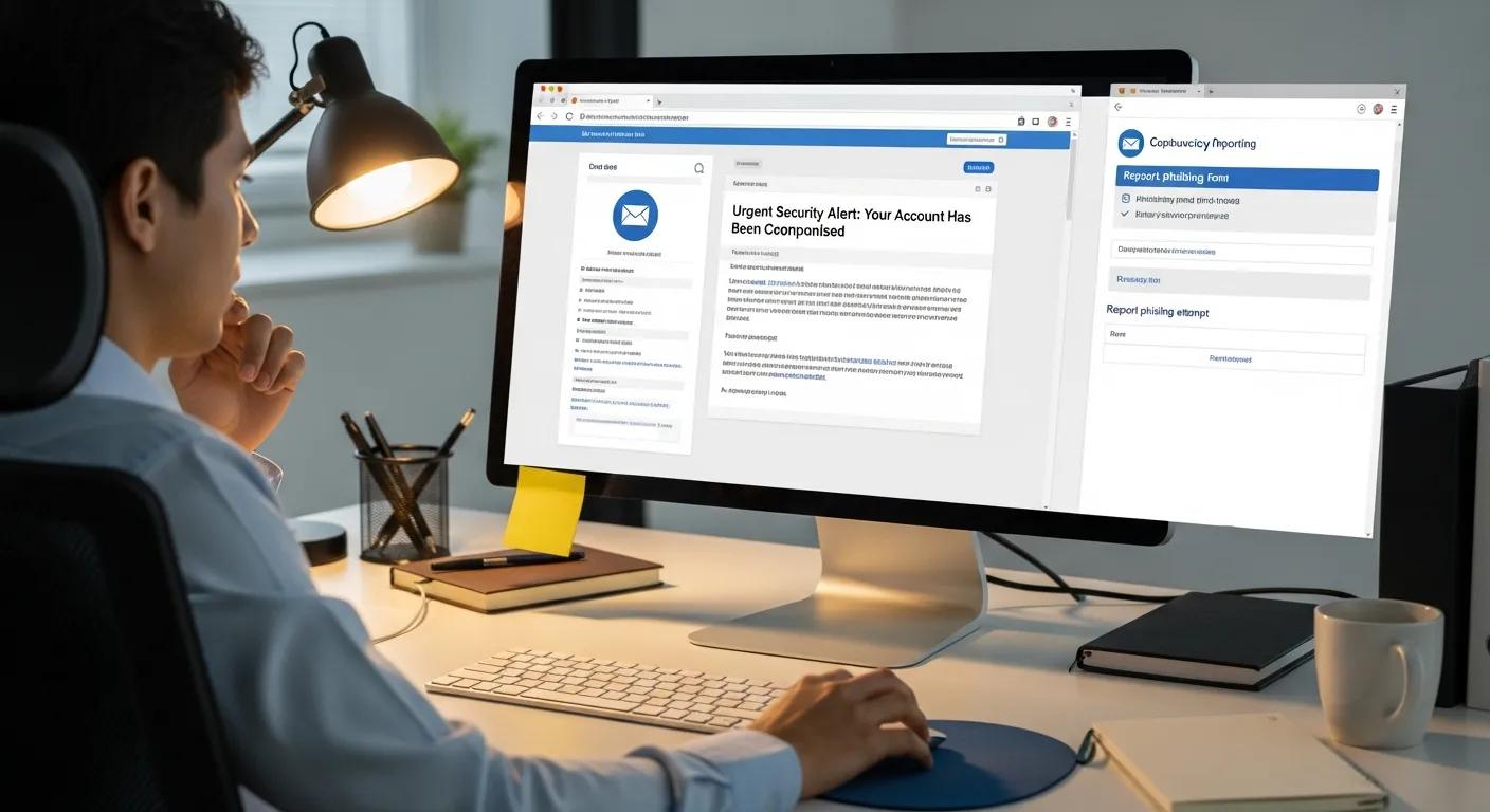 Person reporting phishing email