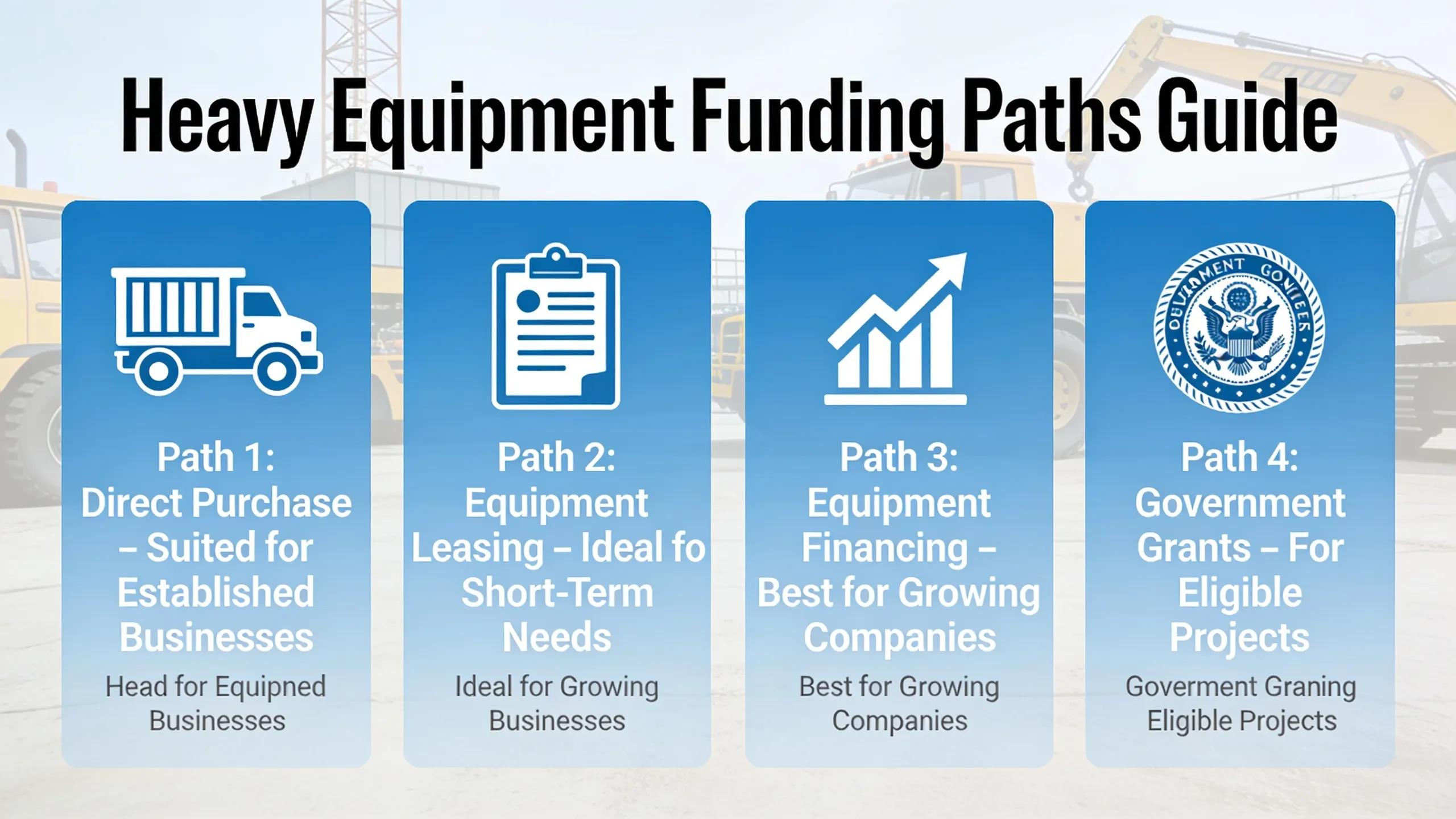 Heavy equipment funding covers several distinct paths, each suited to a different stage