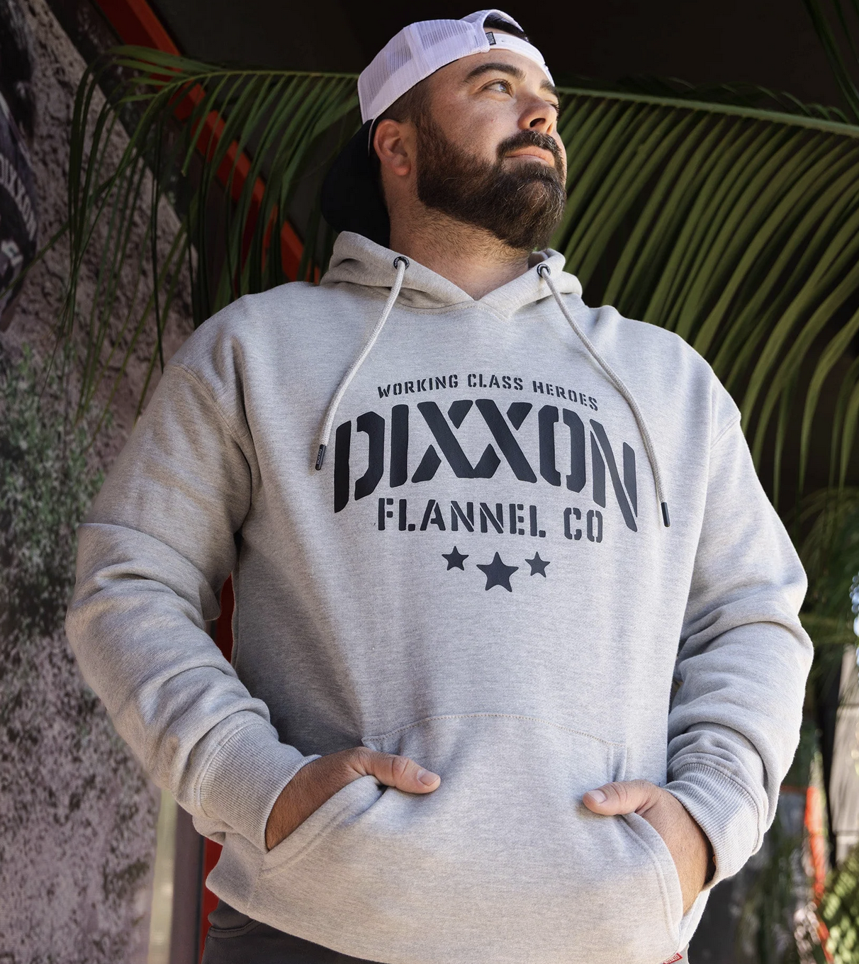 Black Stencil Pullover Hoodie - Heather Gray