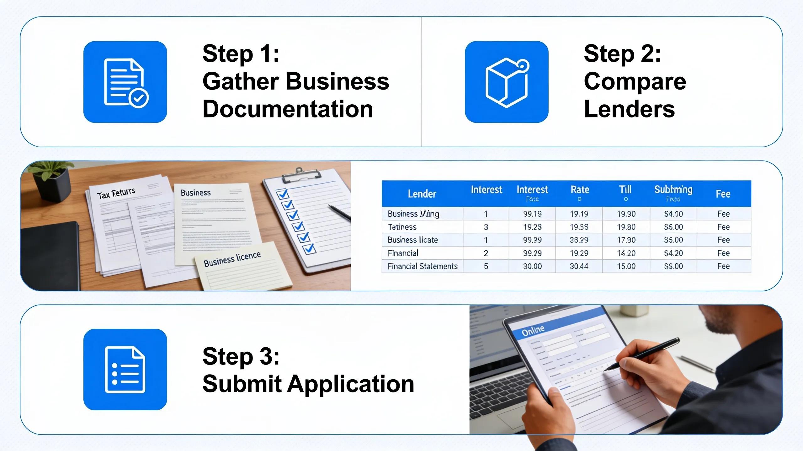 Applying for a business credit card starts with gathering business documentation, comparing lenders, and submitting