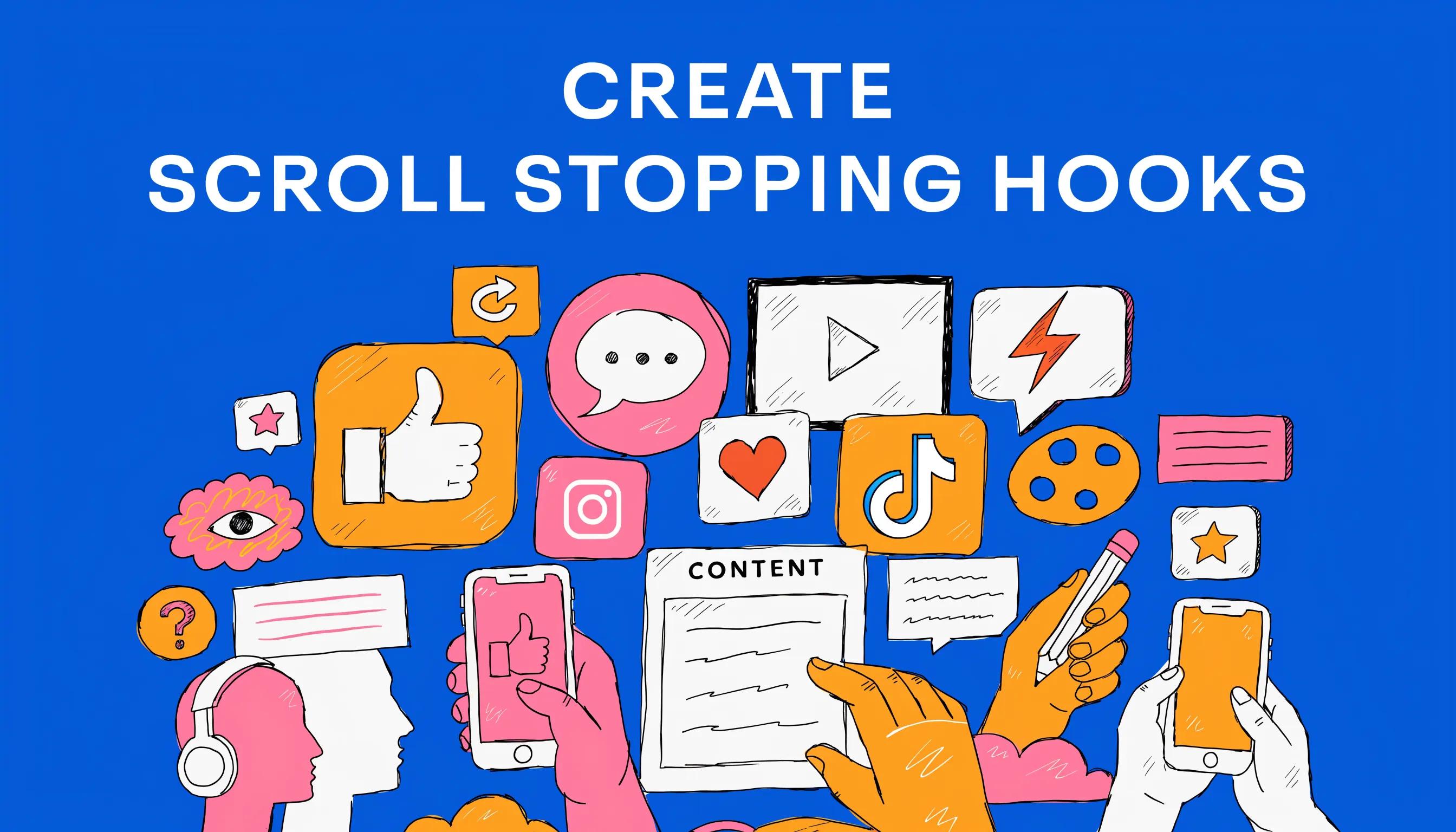 Creative representation of social media icons symbolizing engagement strategies for video hooks Creative representation of social media icons symbolizing engagement strategies for video hooks