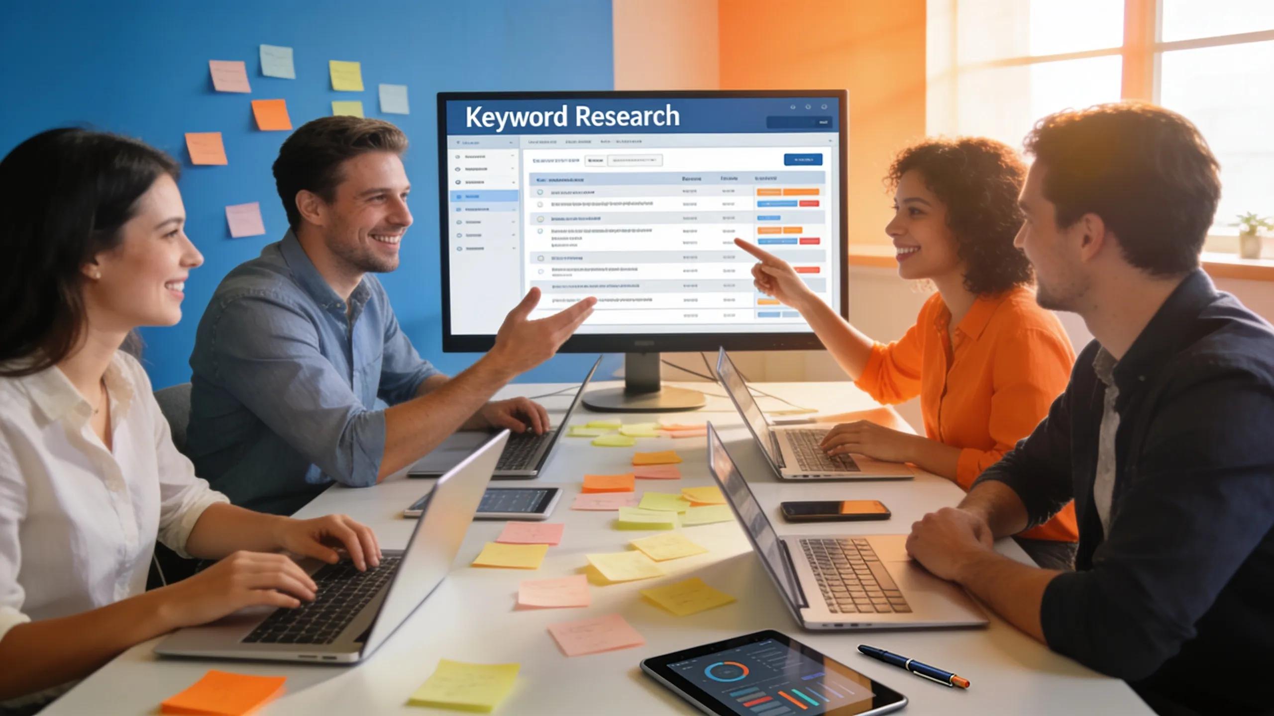 Content calendar on a desk with a laptop, showcasing planning for SEO performance