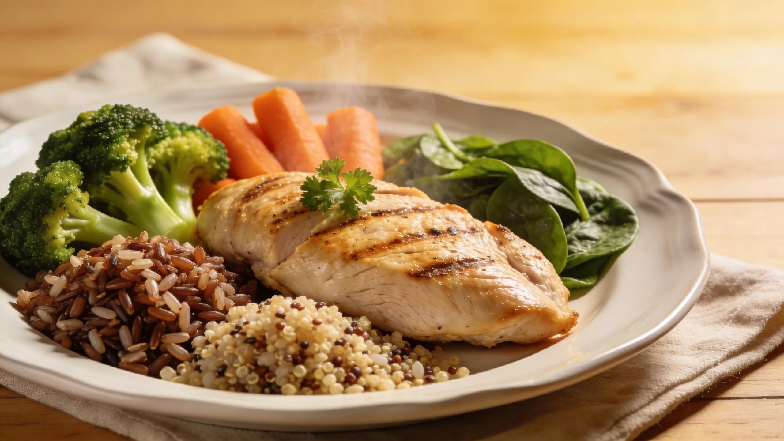 Colorful nutritious meal designed for seniors, emphasizing key nutritional benefits