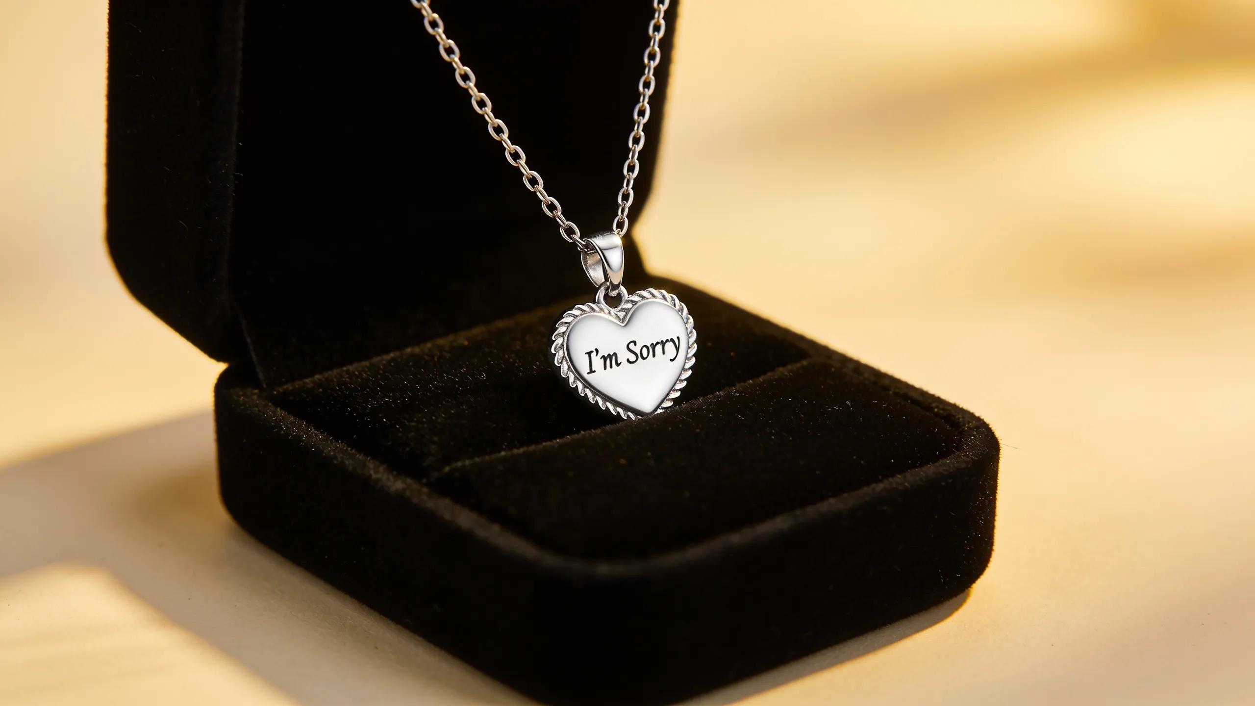 Personalized jewelry like an apology necklace works as a meaningful last-minute gift even when time