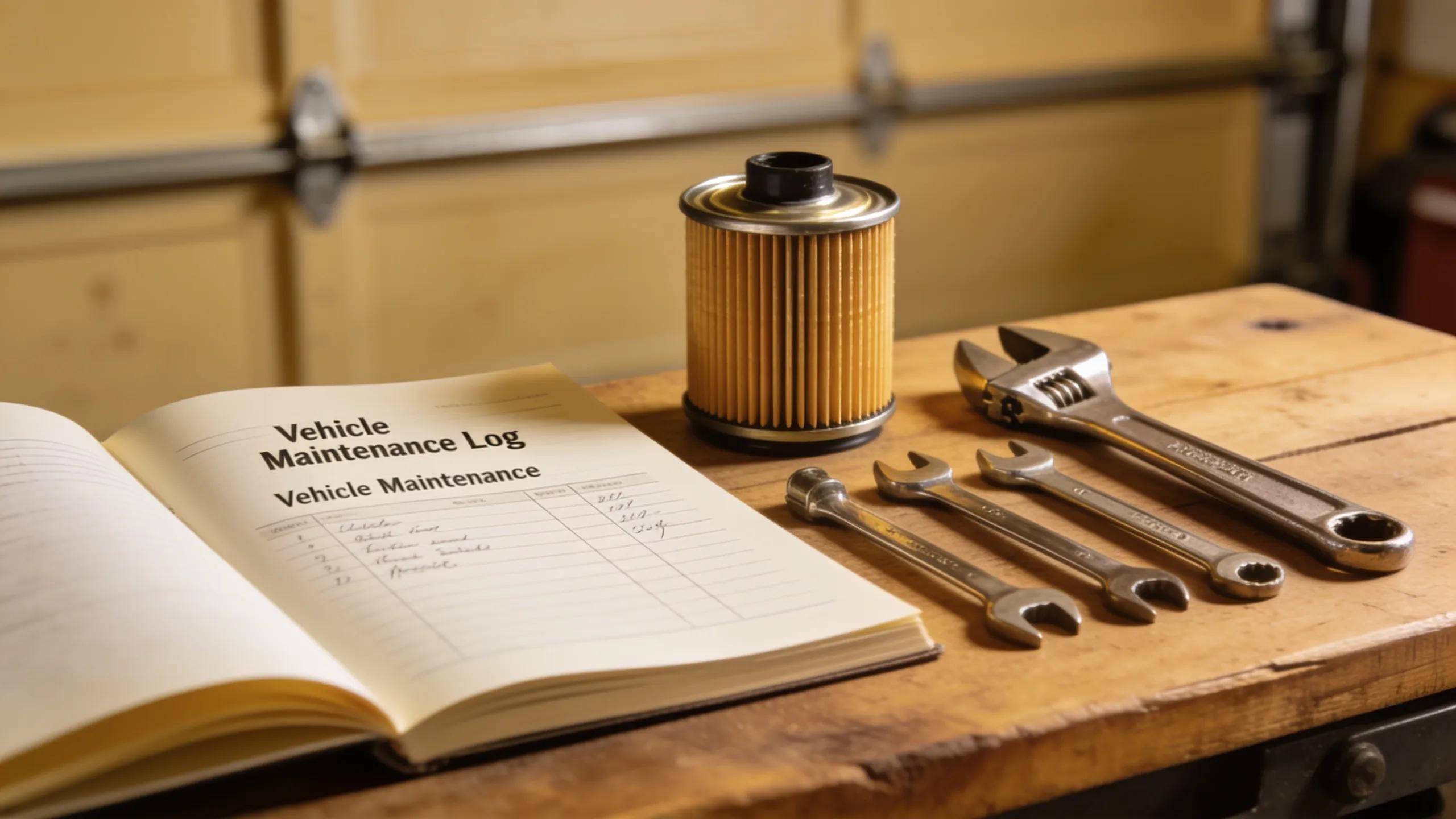 Well-documented log book and car maintenance tools emphasizing benefits of log book servicing