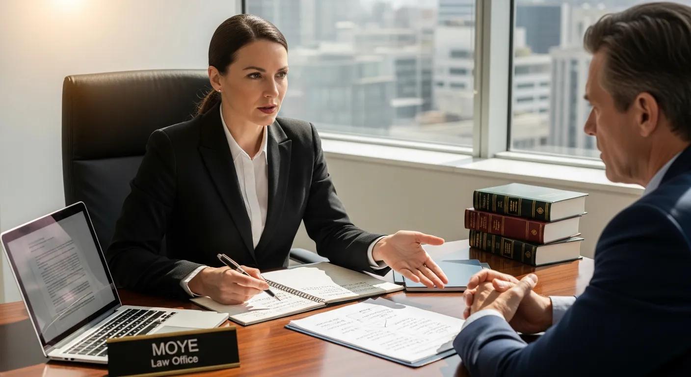 MOYE Law Office attorney outlining property dispute resolution options with a client