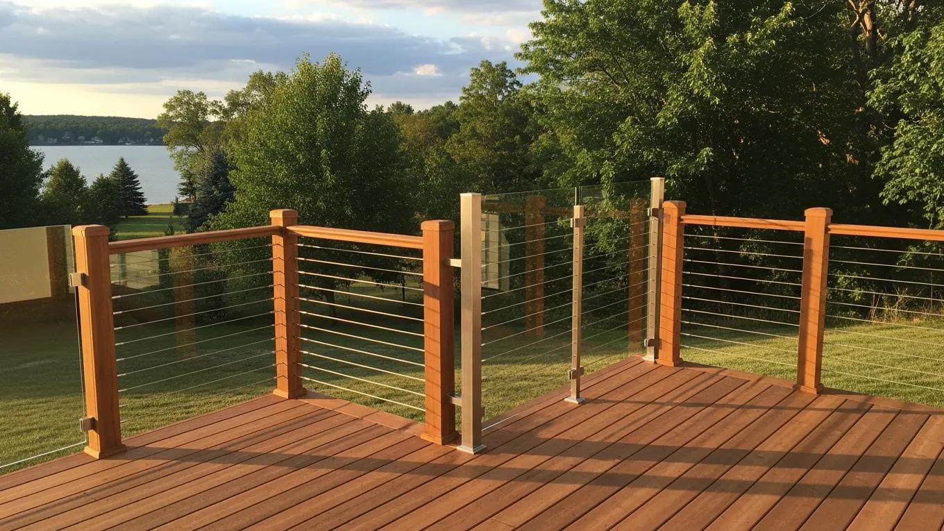 Glass railing system on a custom deck extension in coastal Delaware
