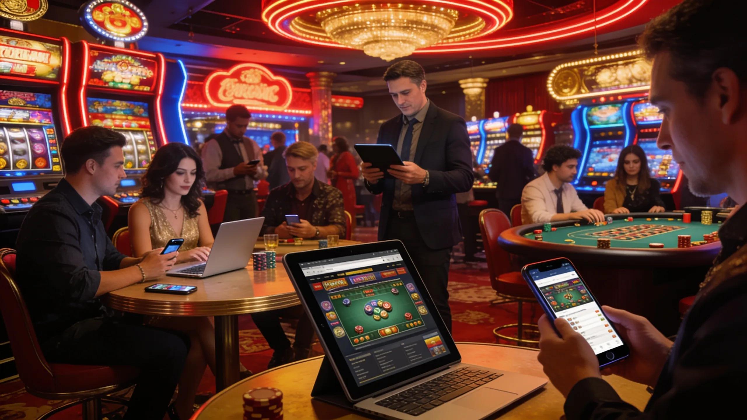 Digital gaming environment with web elements illustrating technical SEO in gambling