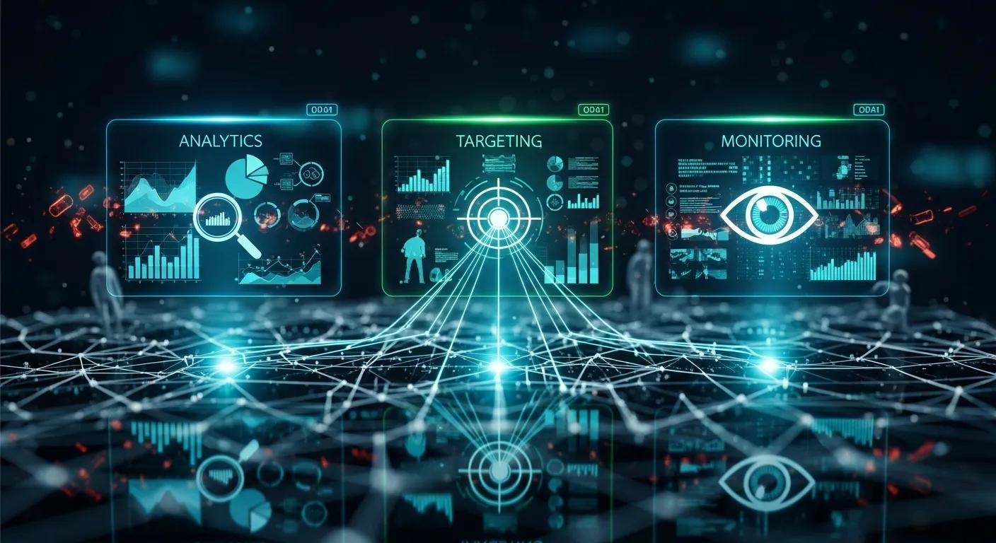 Visual of prevention tactics like analytics, targeting, and monitoring to reduce click fraud