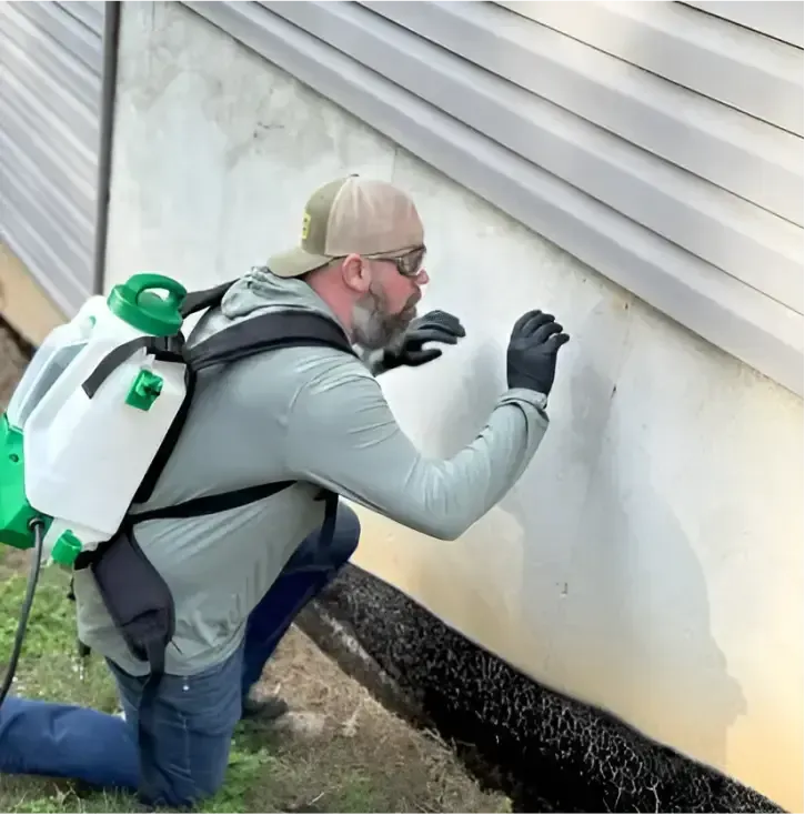 Pest control technician in safety gear applying eco-friendly pest control methods