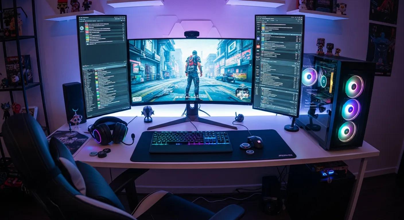 High-performance budget gaming PC setup with customizable desktop and gaming peripherals