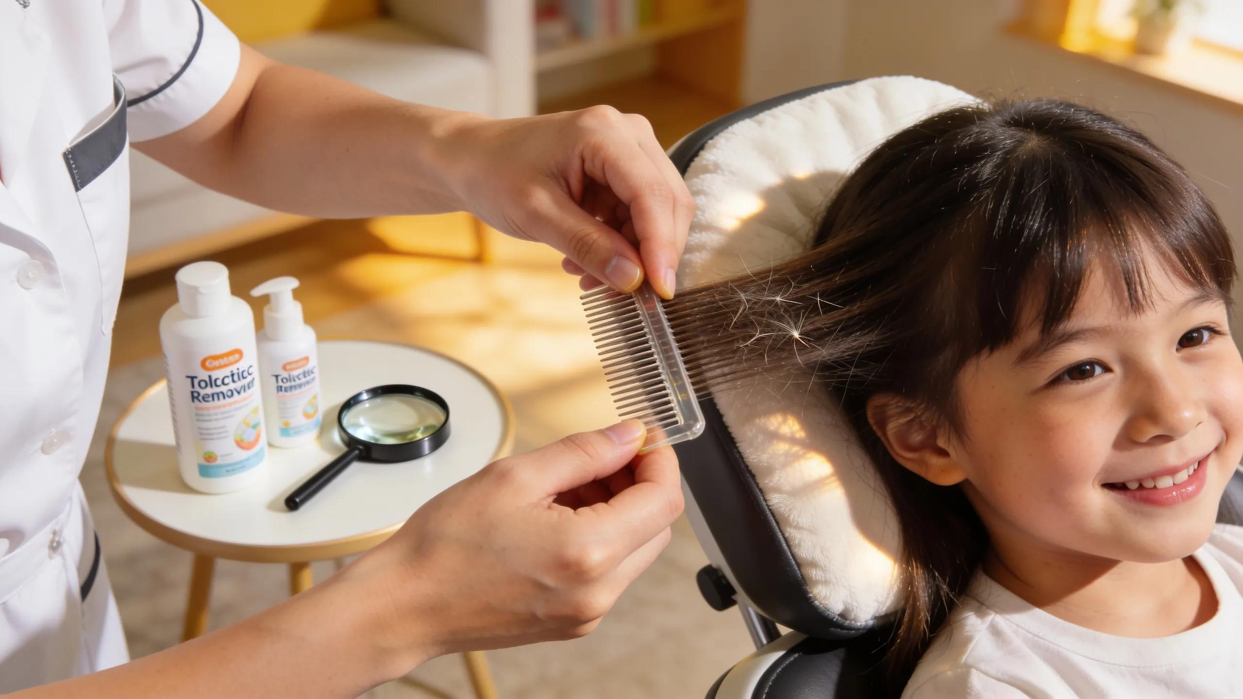 Licensed lice technician treating a client at home