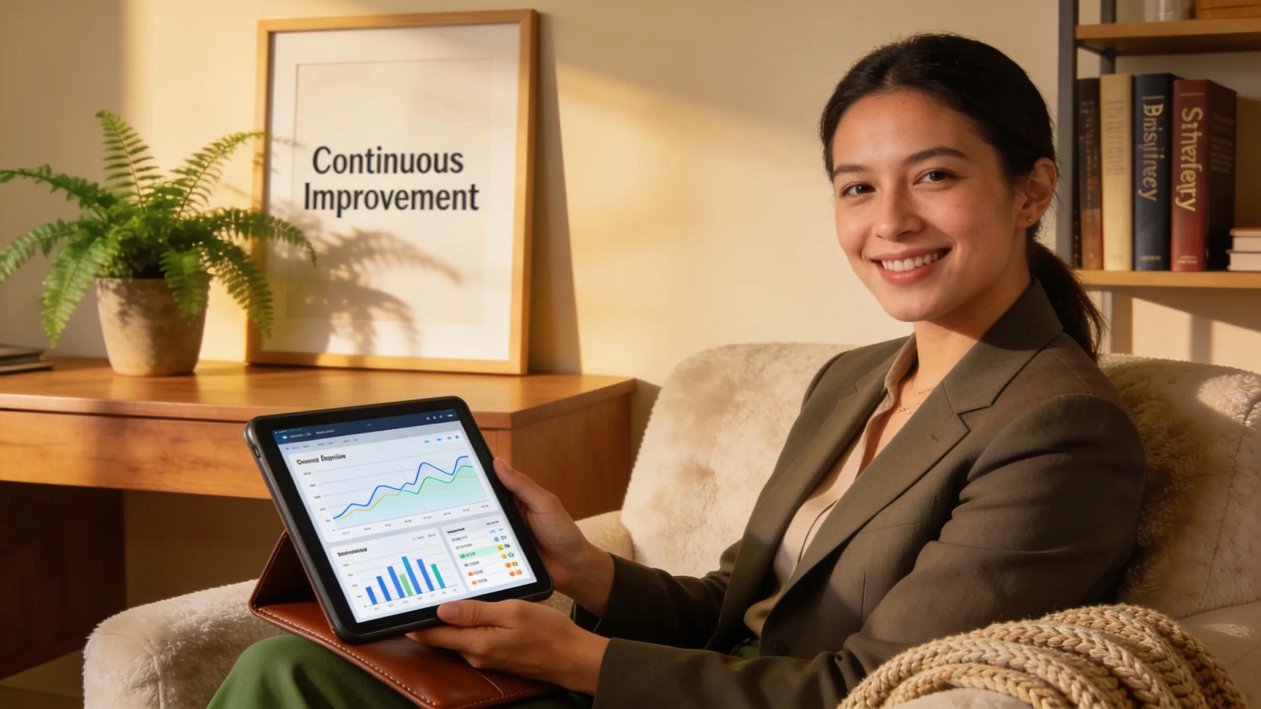 Professional evaluating digital engagement strategies in a cozy office setup
