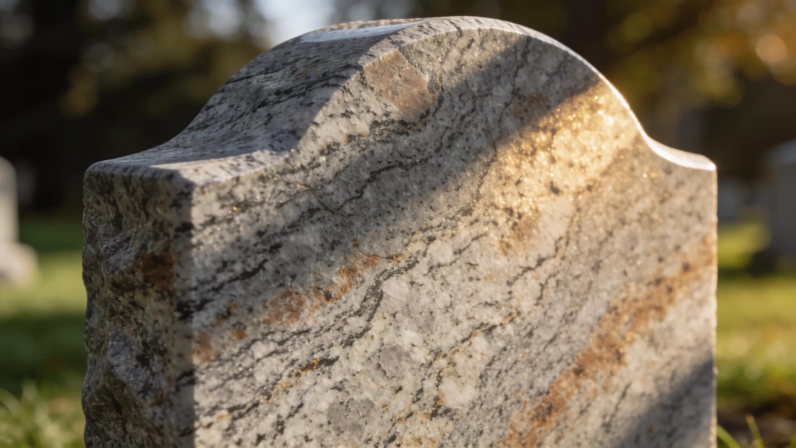 Close-up of a granite grave marker emphasizing its durable texture