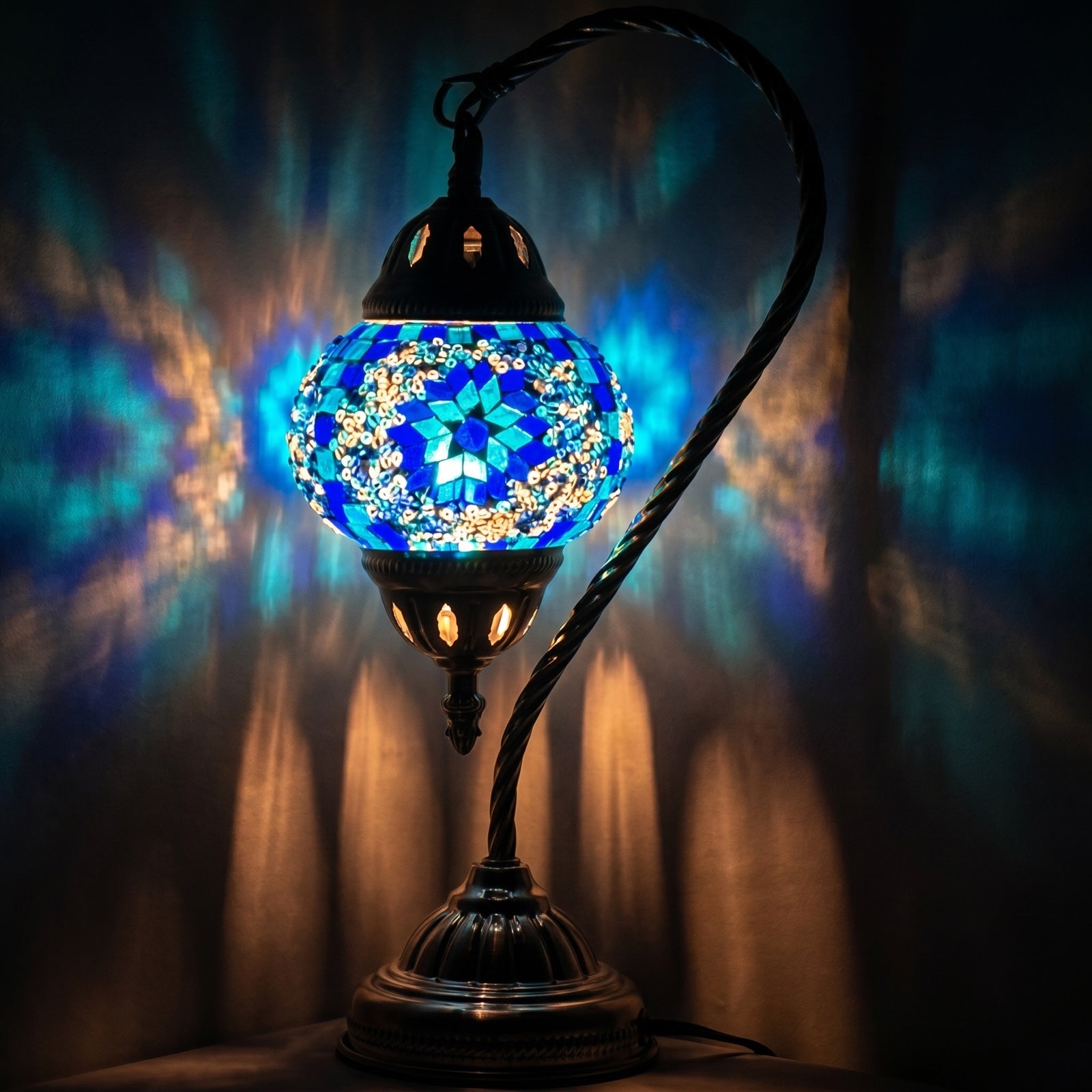 Swan-Neck Mosaic Lamps