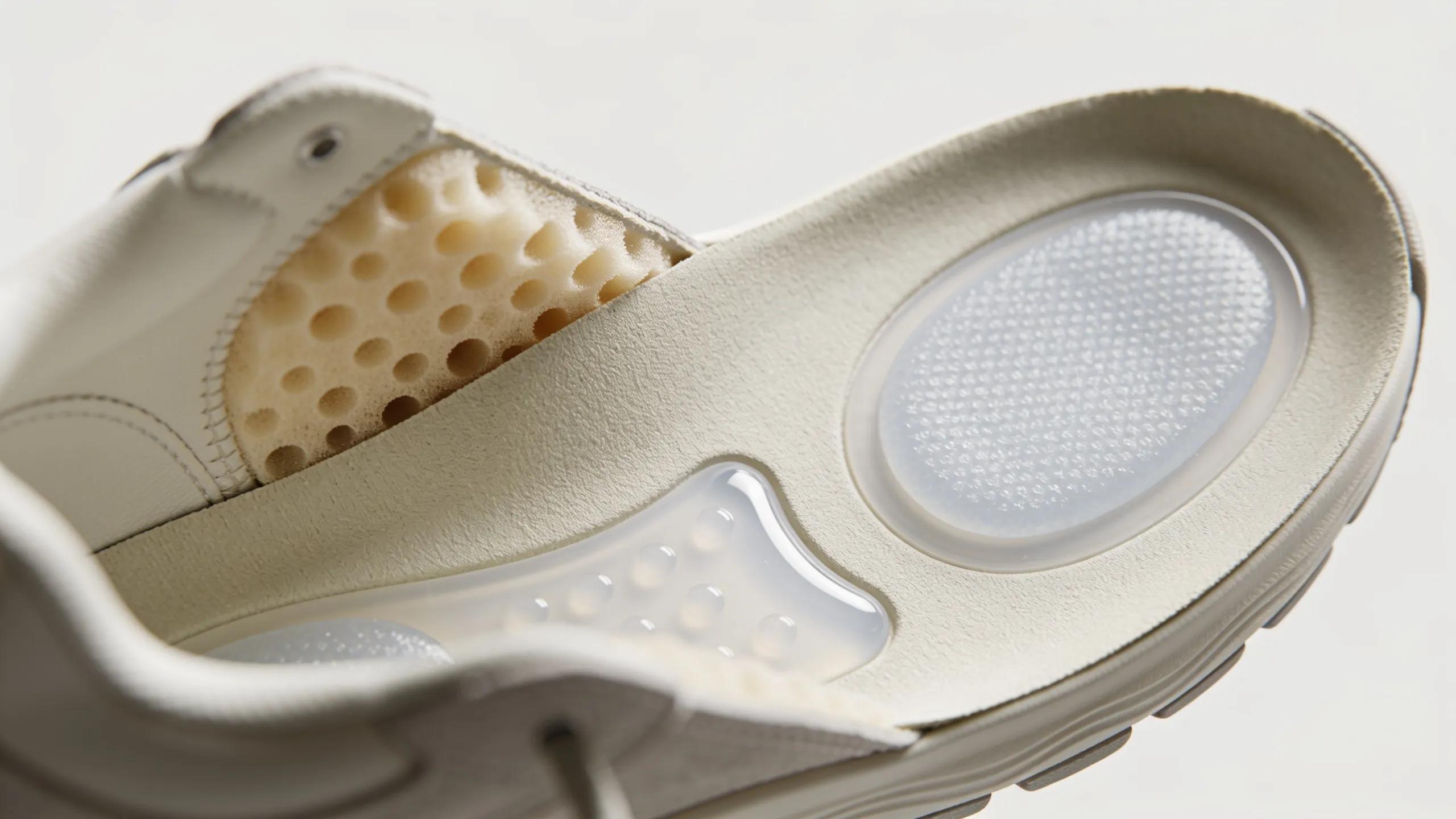 Close-up of supportive shoe cushioning designed for arthritis comfort