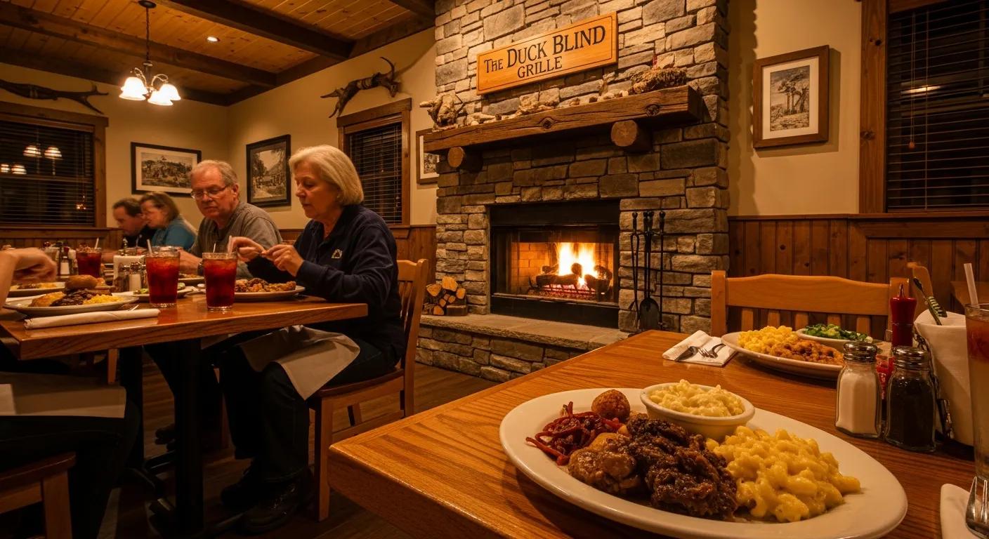 Cozy evening at The Duck Blind Grille — fireplace warmth and comfort food Cozy evening at The Duck Blind Grille — fireplace warmth and comfort food
