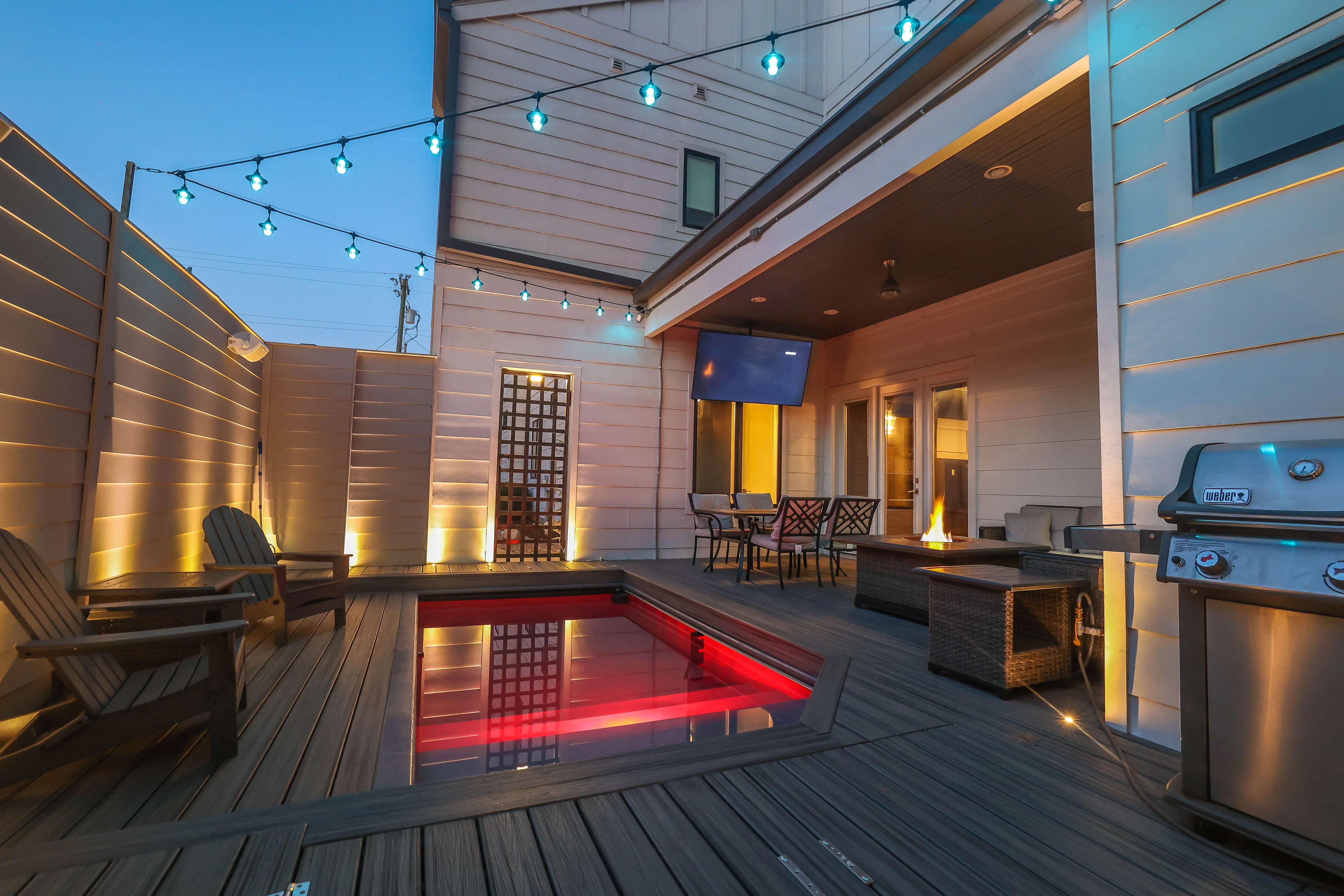 Book 615 private heated pool — luxury outdoor oasis at The Gulch Nashville rental