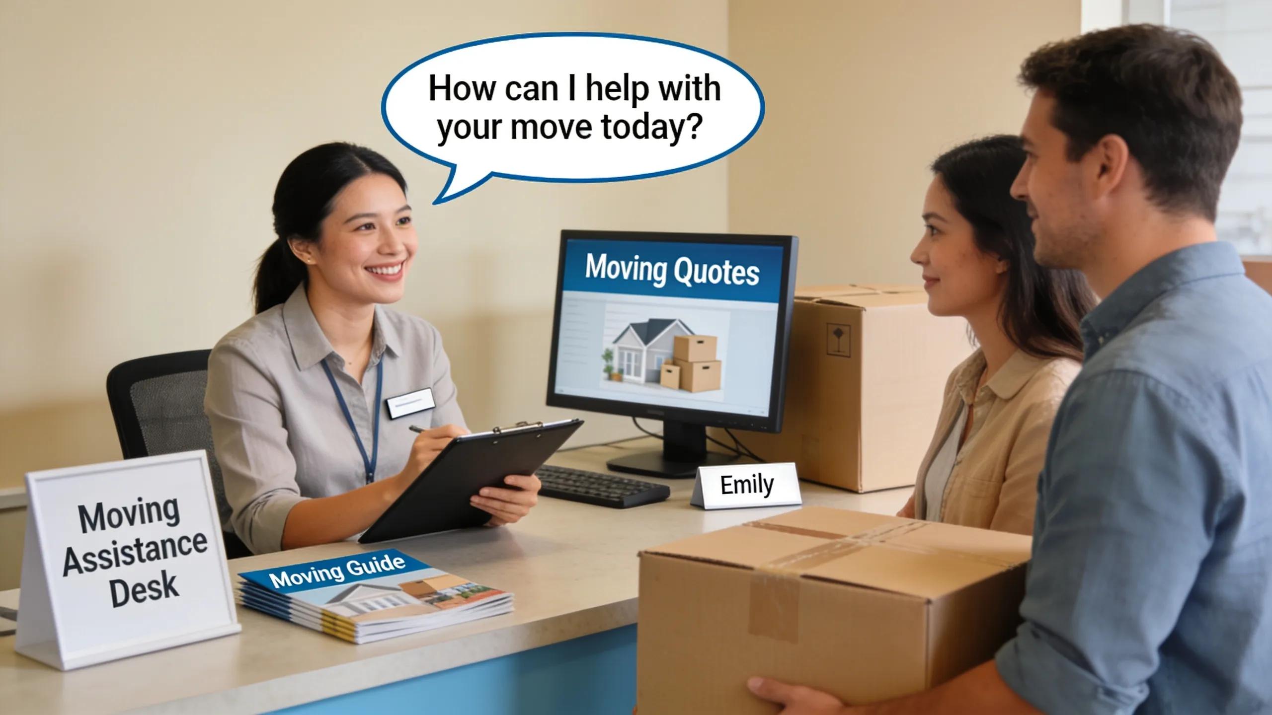 Customer service representative assisting clients with moving inquiries