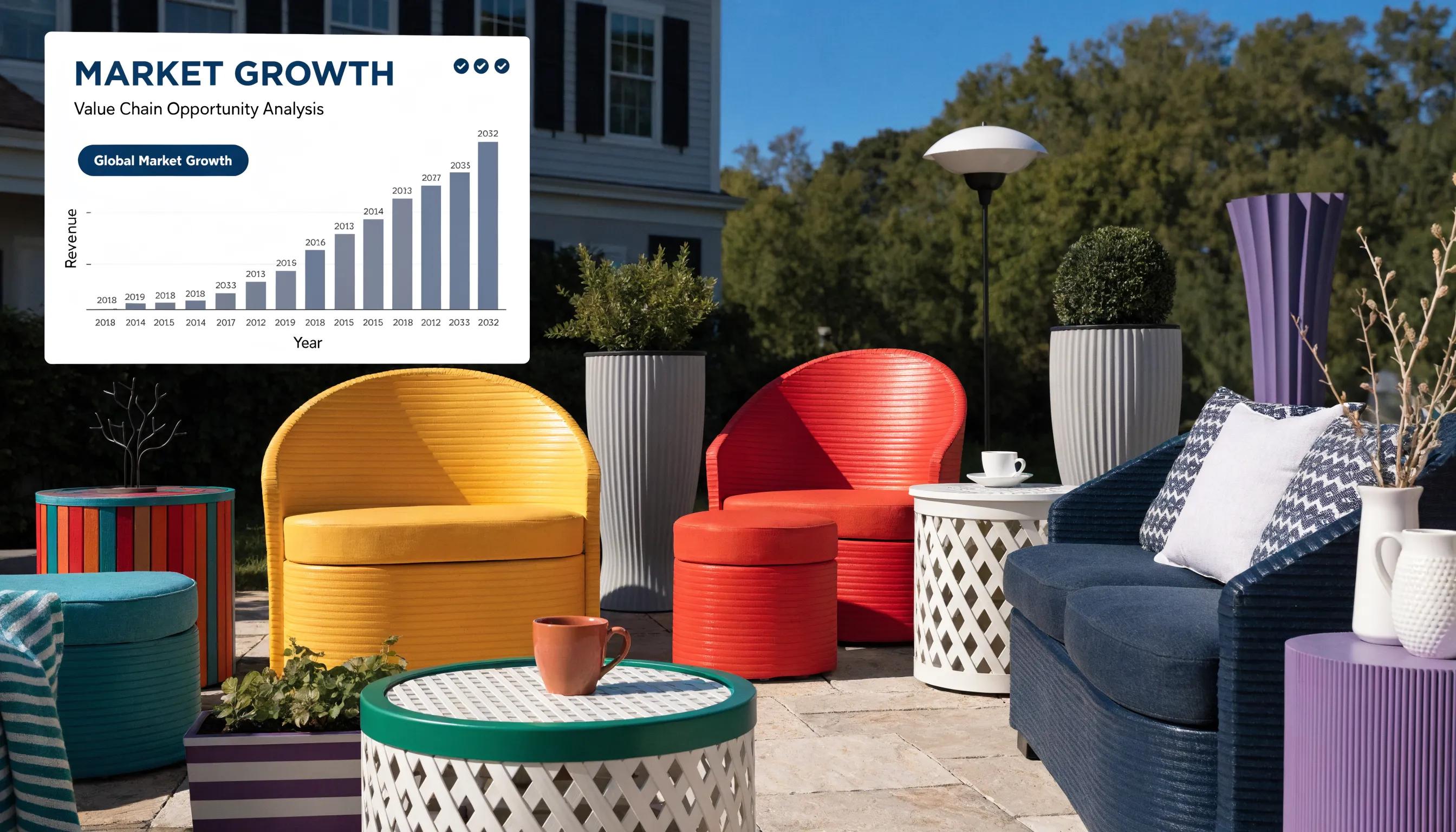 Variety of recycled poly lumber outdoor furniture highlighting market trends