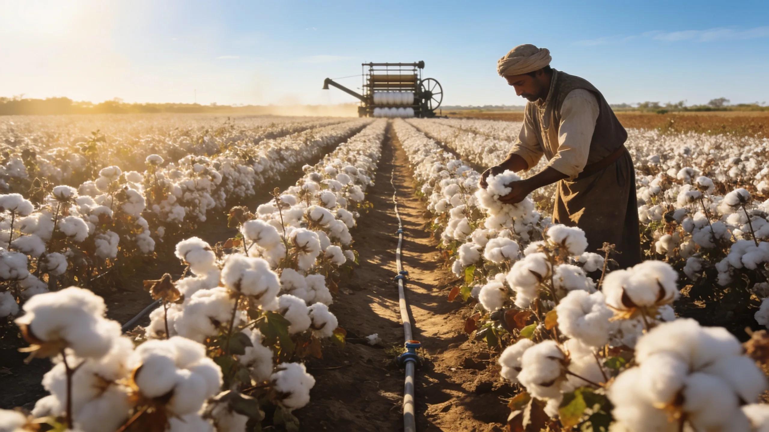 Field of cotton plants ready for harvesting highlighting the traditional cotton production process