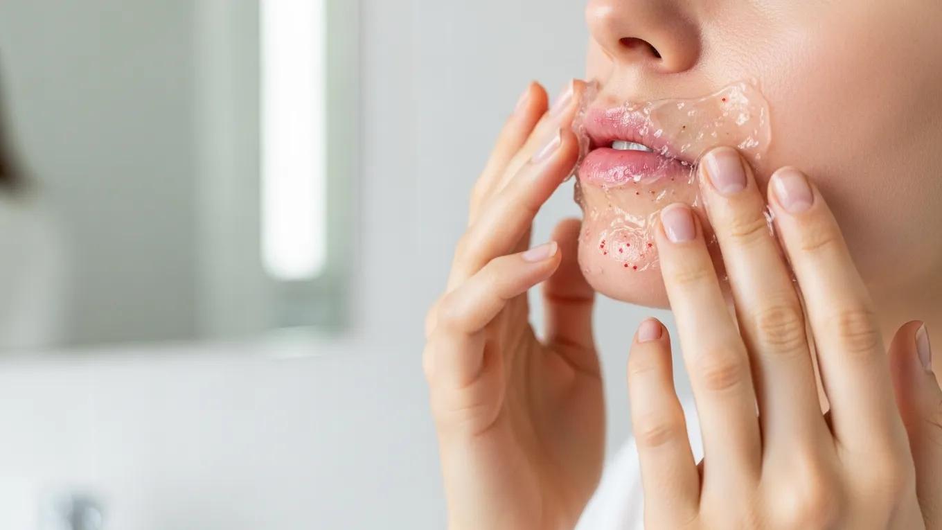 Person applying aloe vera gel for aftercare following electrolysis treatment