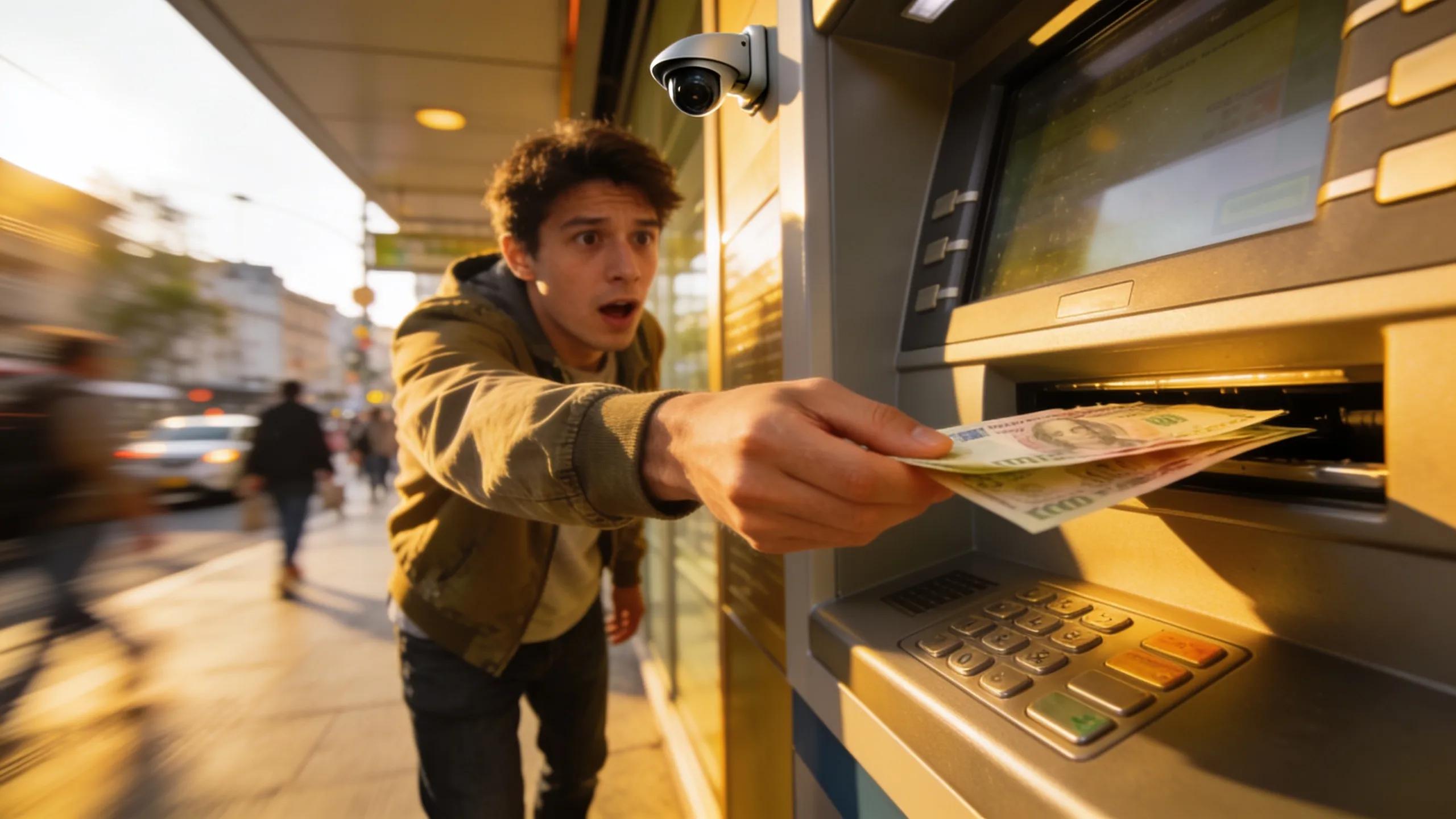 Individual withdrawing cash from an ATM to illustrate quick access to payday loans