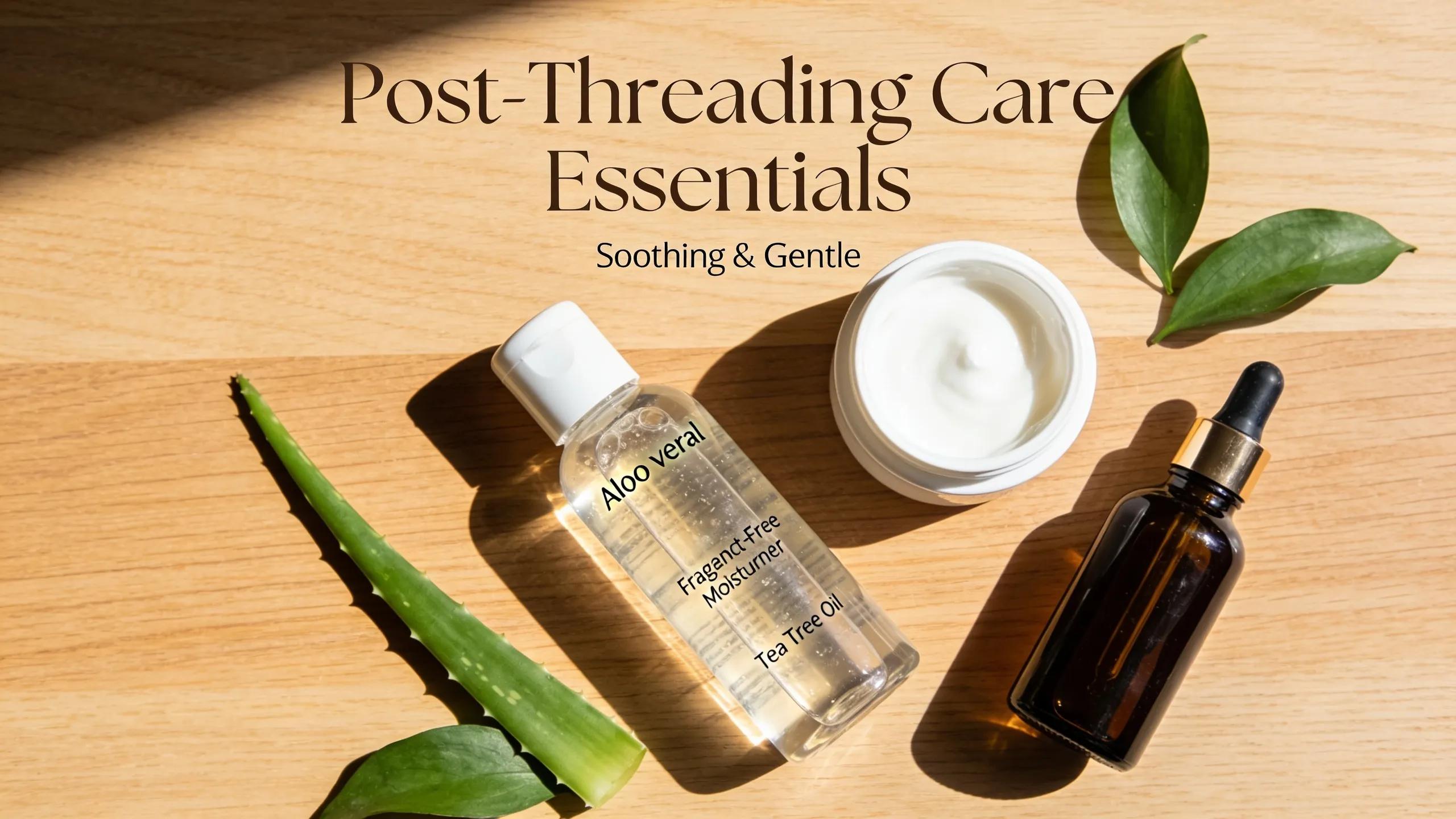 Soothing skincare products for aftercare following full face threading
