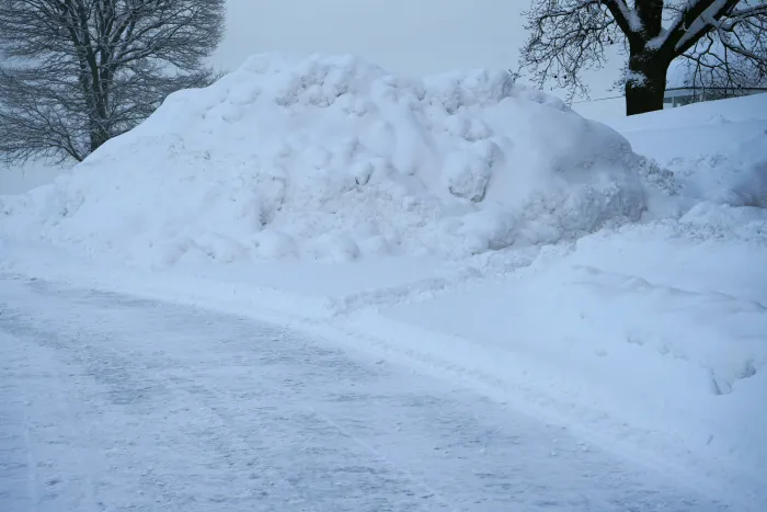 Snow-covered driveway in Buffalo, New York during winter