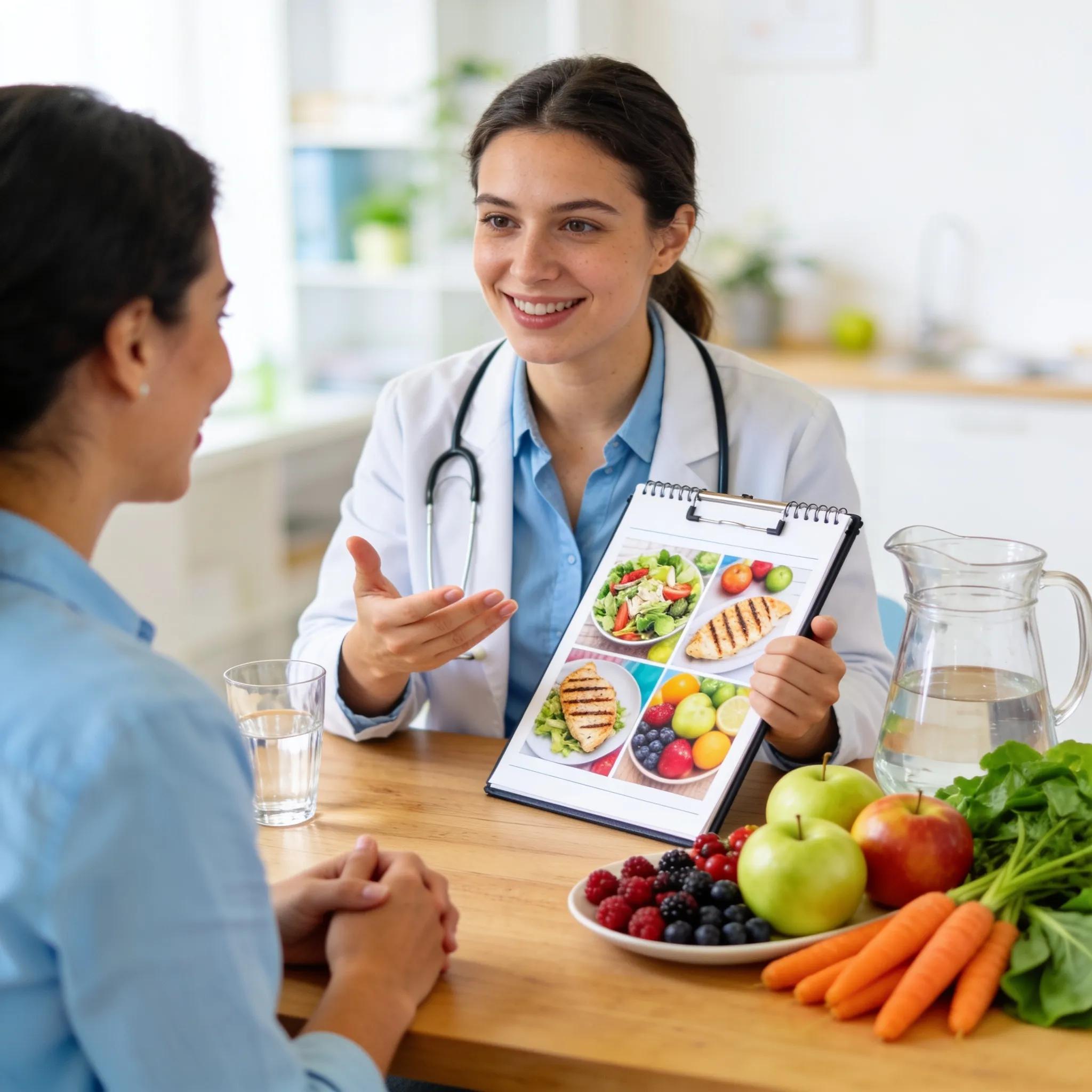 Dietitian helping a client design a personalized meal plan for weight loss