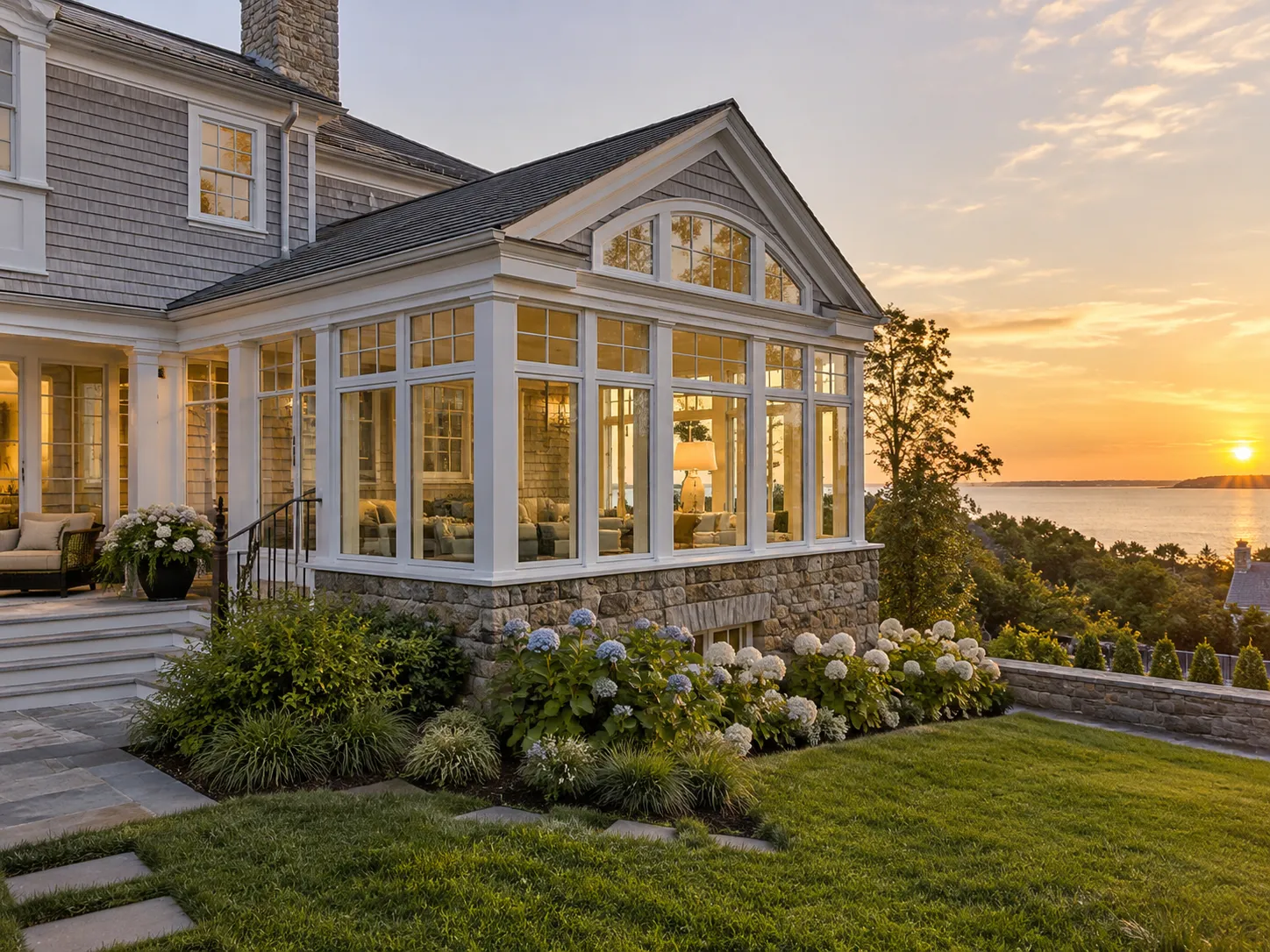 Completed custom sunroom on a Delmarva coastal home by an experienced local contractor