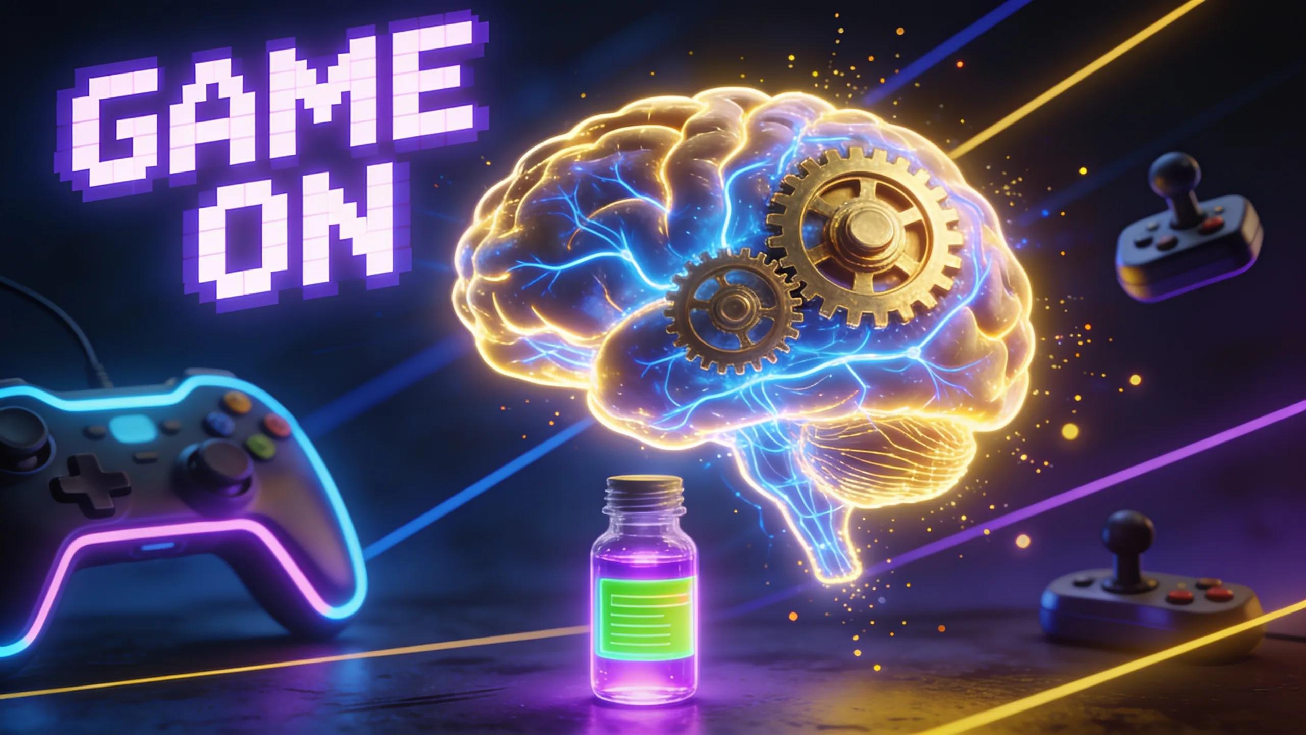 Visual representation of cognitive enhancements for gamers using nootropic energy shots